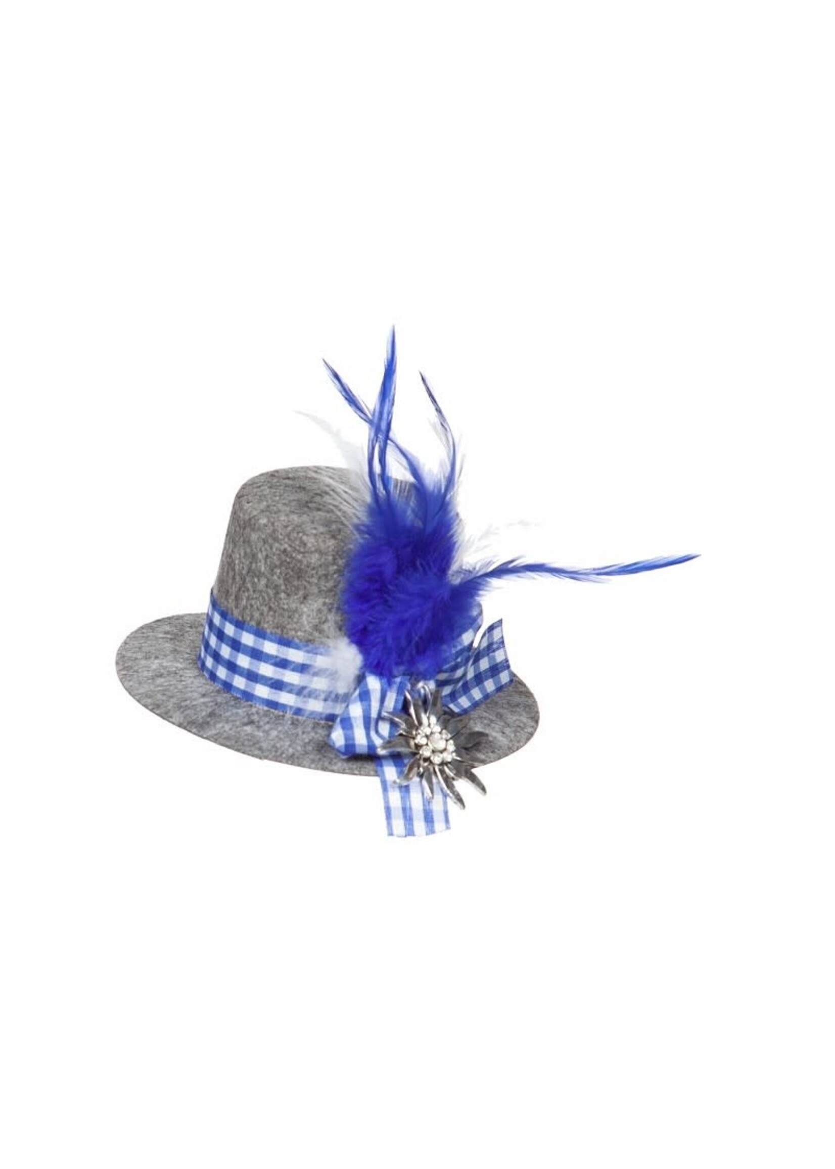 Wilbers & Wilbers Tirolerhoed grijs mini met geruite band blauw