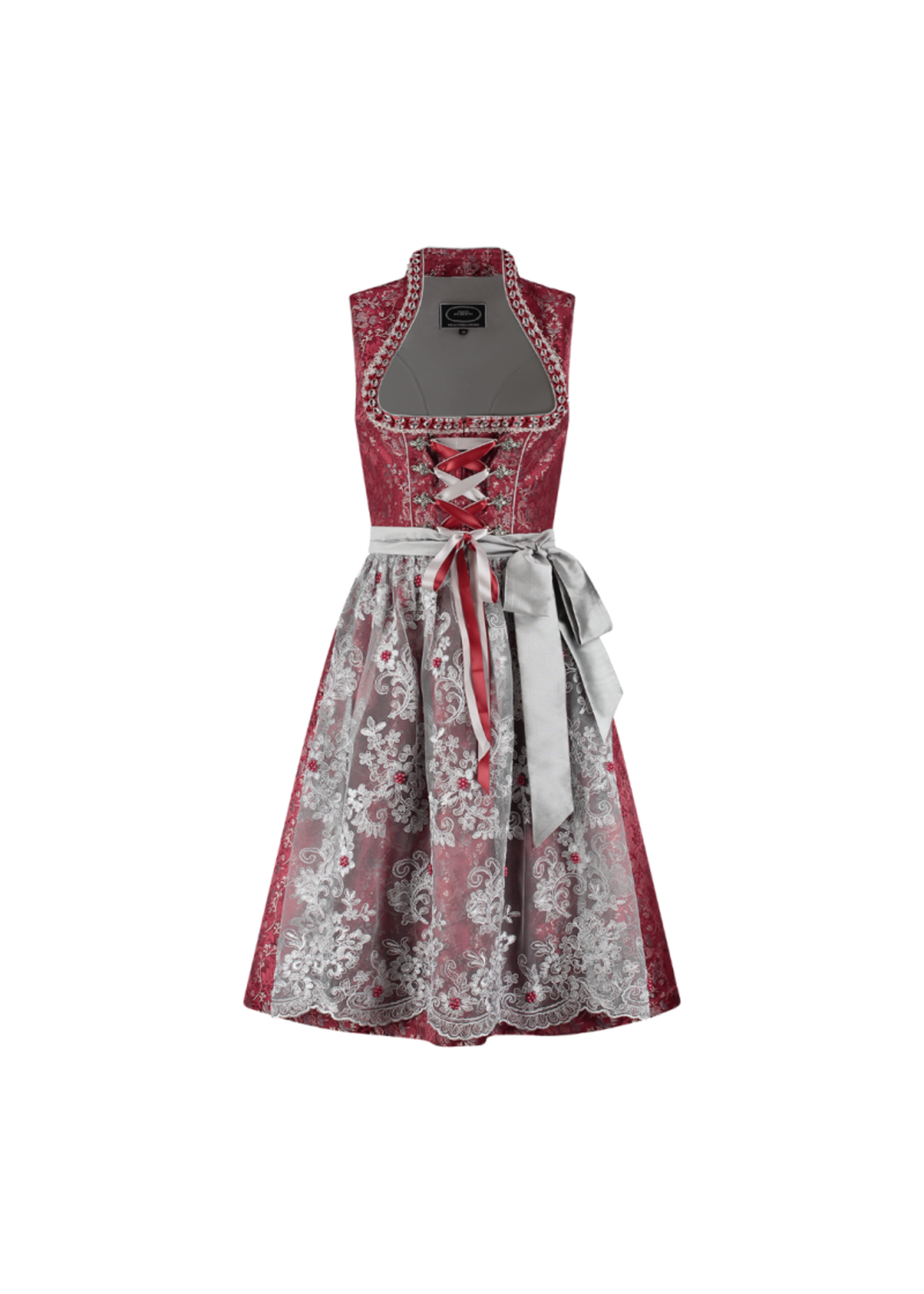 Haus Huberts Dirndl  jacquard, donkerrood/grijs
