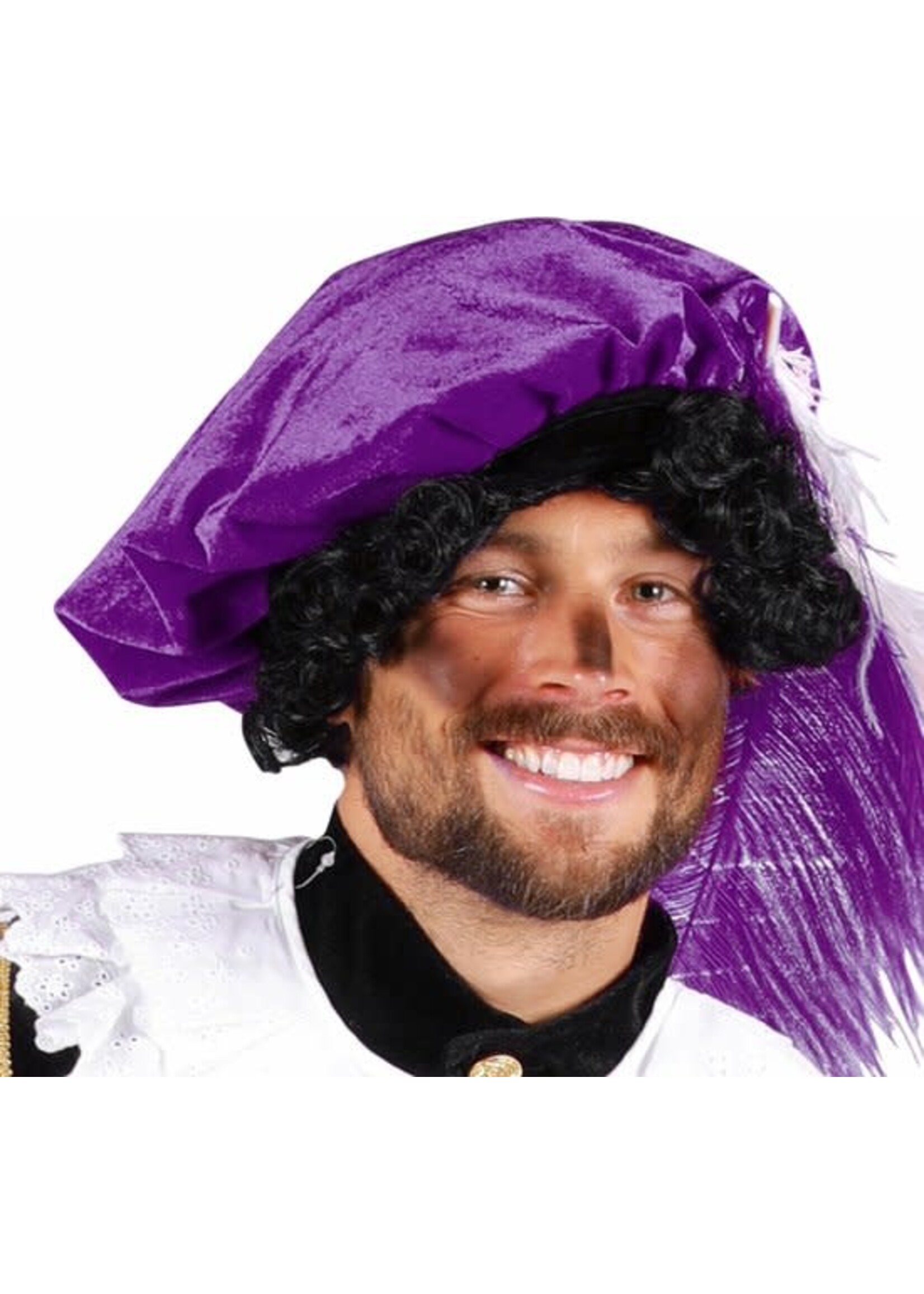 Feestkleding Breda Baret zonder veer paars/zwart