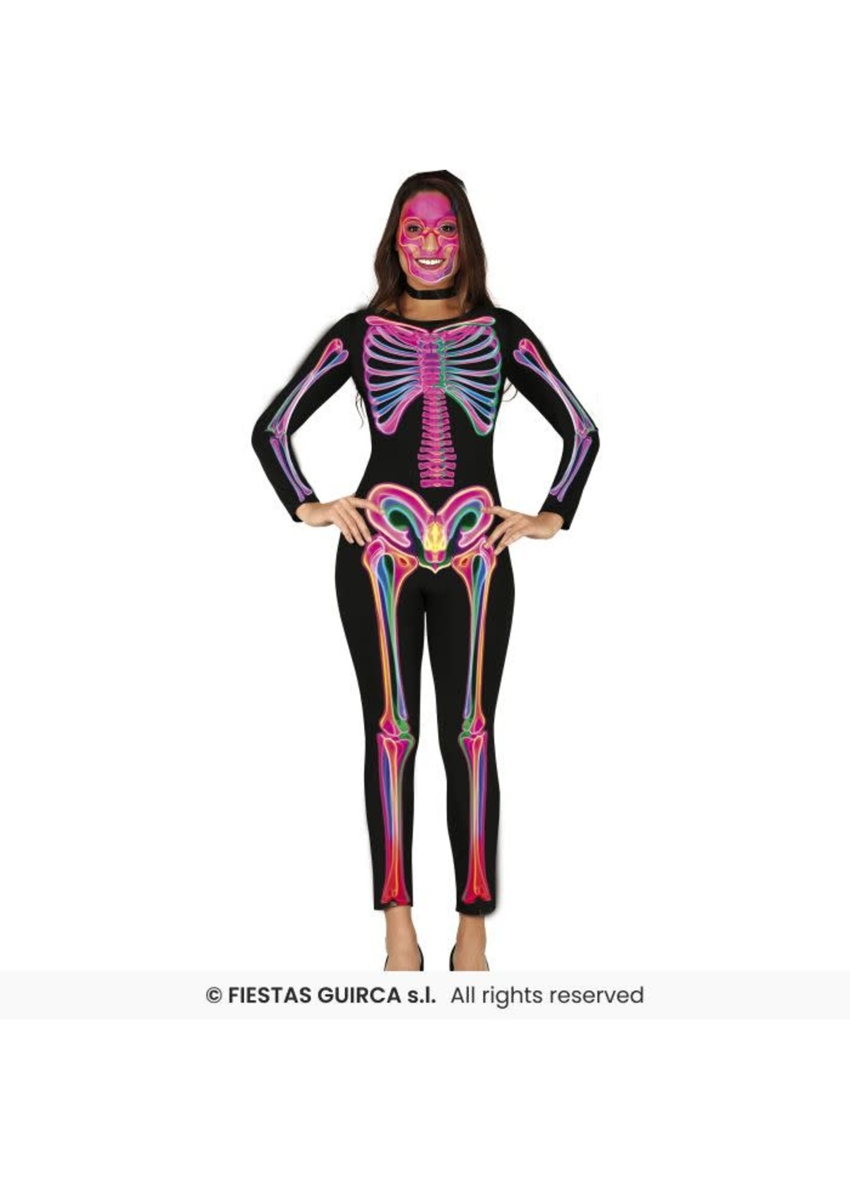 Fiestas Guirca Kostuum Neon skelet dame