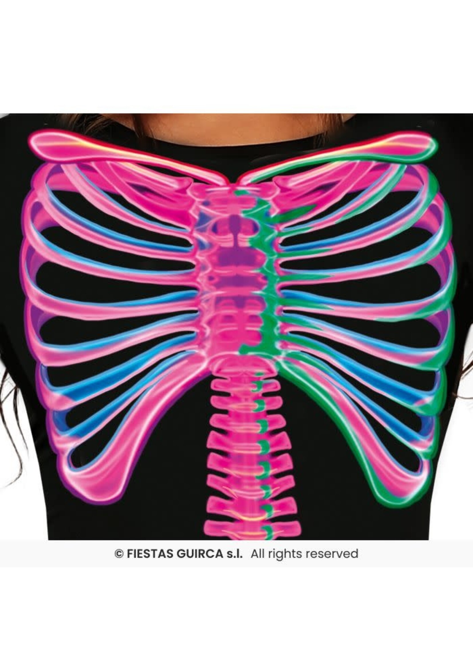 Fiestas Guirca Kostuum Neon skelet dame