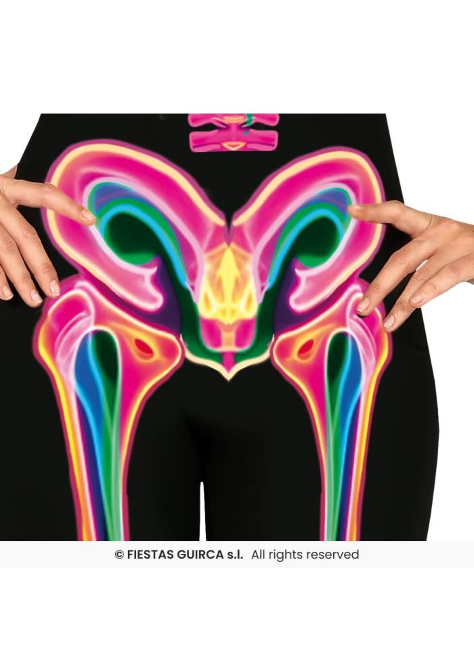 Fiestas Guirca Kostuum Neon skelet dame