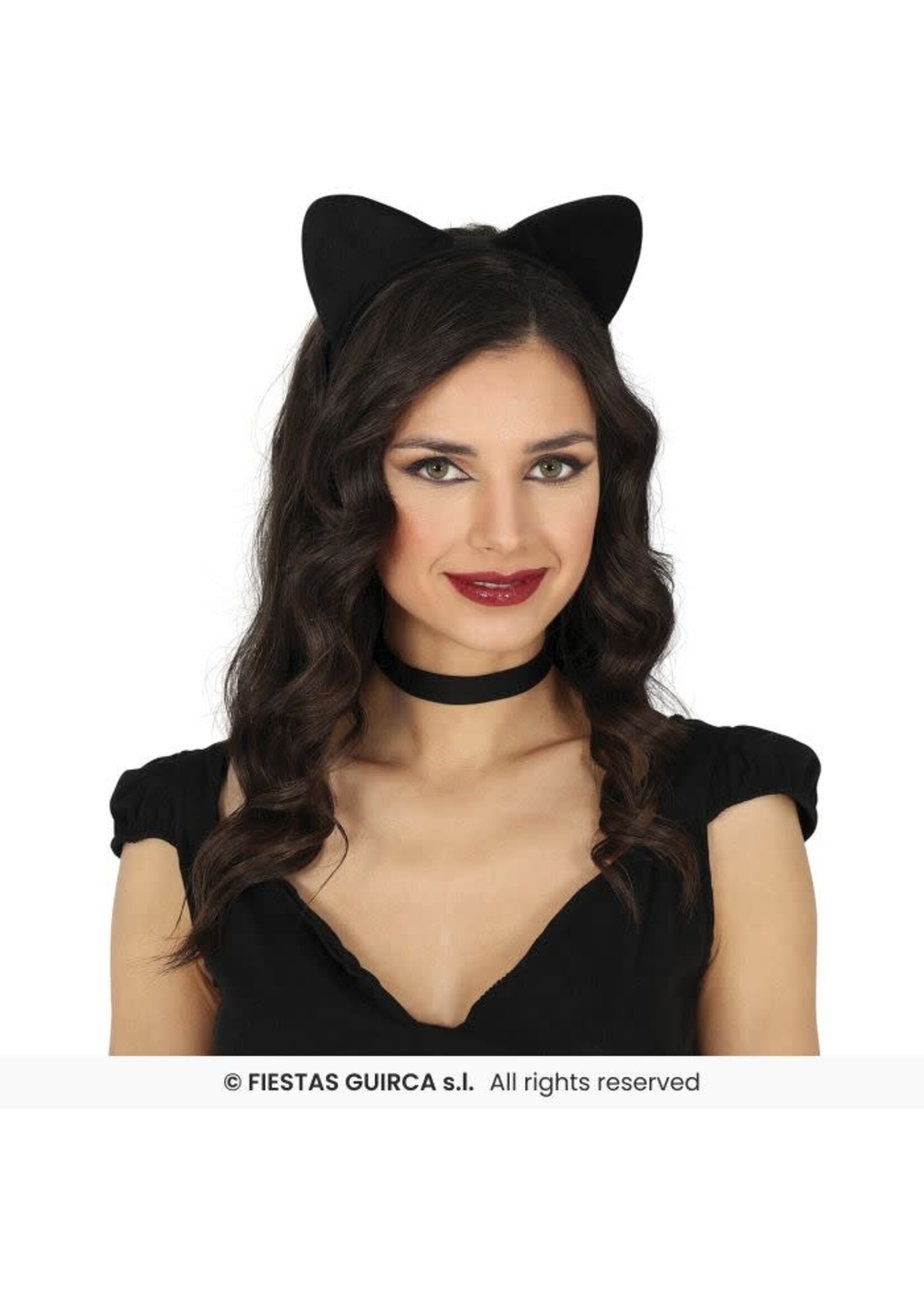 Fiestas Guirca Zwarte kattenoren diadeem