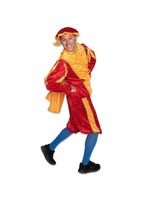 Haza-Witbaard Piet velours met cape rood/geel