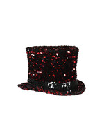 Thetru Luxe hoge hoed pailletten "Cabaret" Rood-Zwart