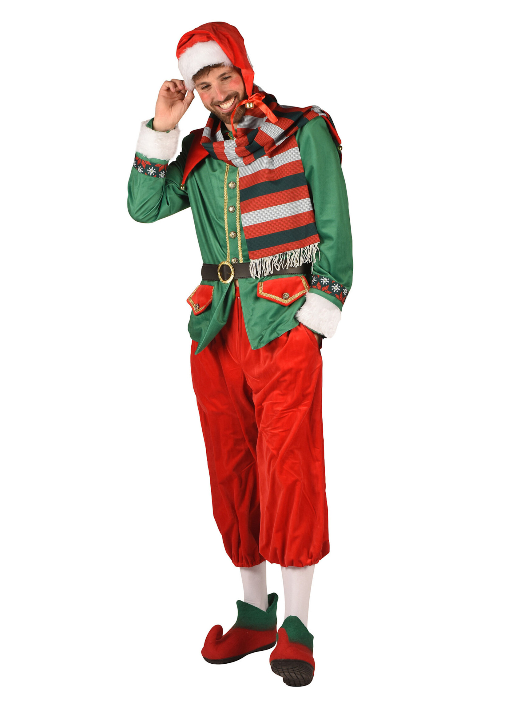 Feestkleding Breda Elf heer "Donato", Groen-Rood