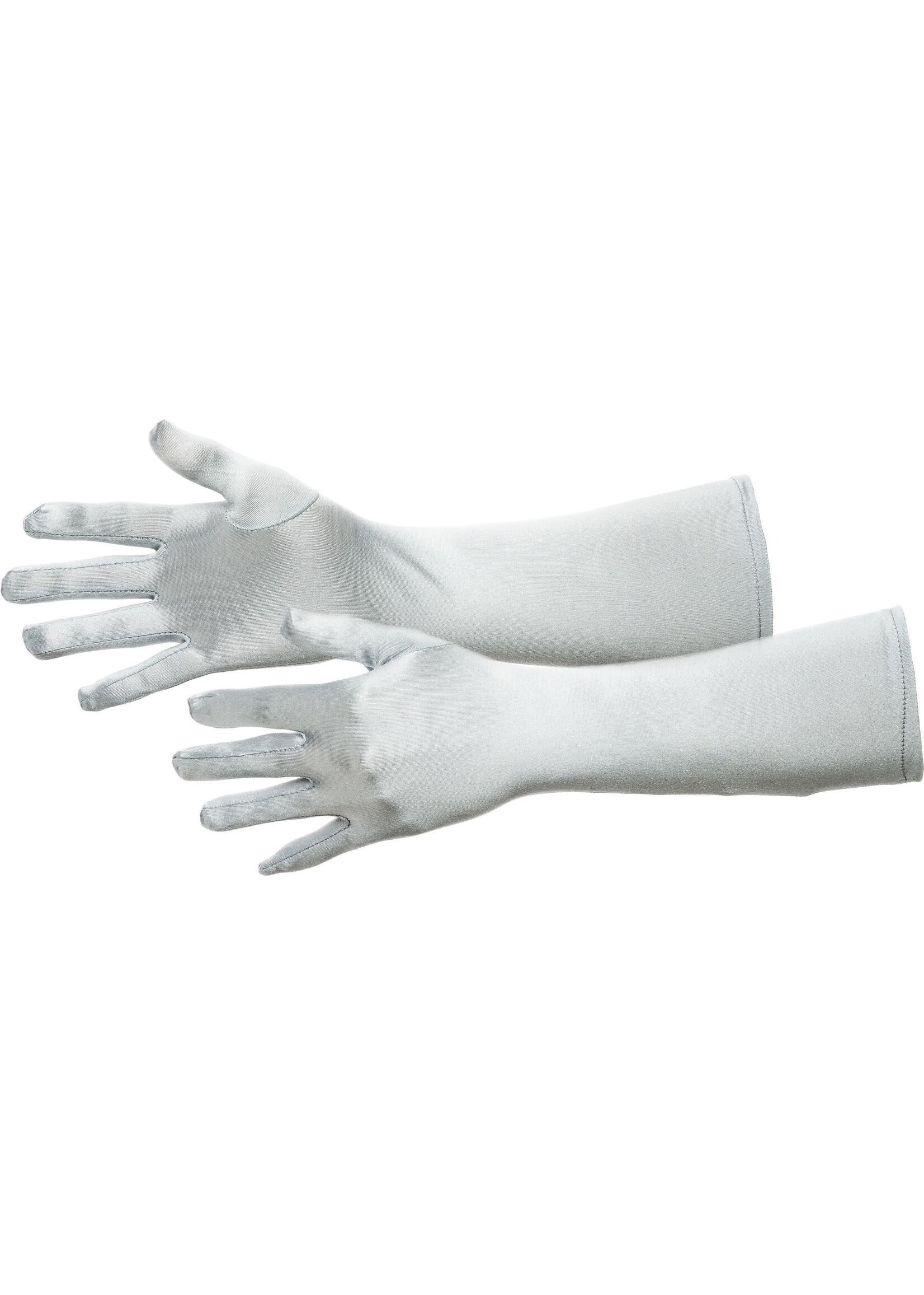 Feestkleding Breda Handschoenen zilver satijn