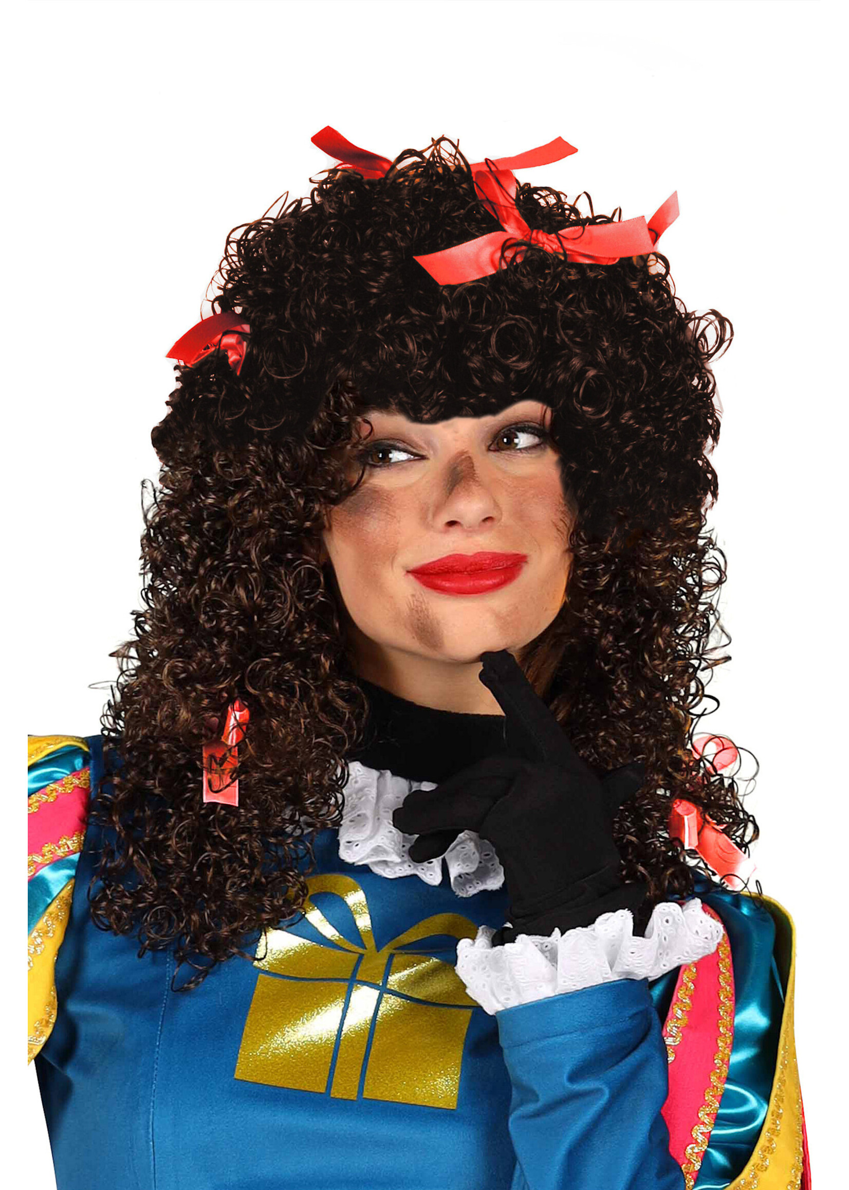 Feestkleding Breda Pruik Pepita Bruin-Rood