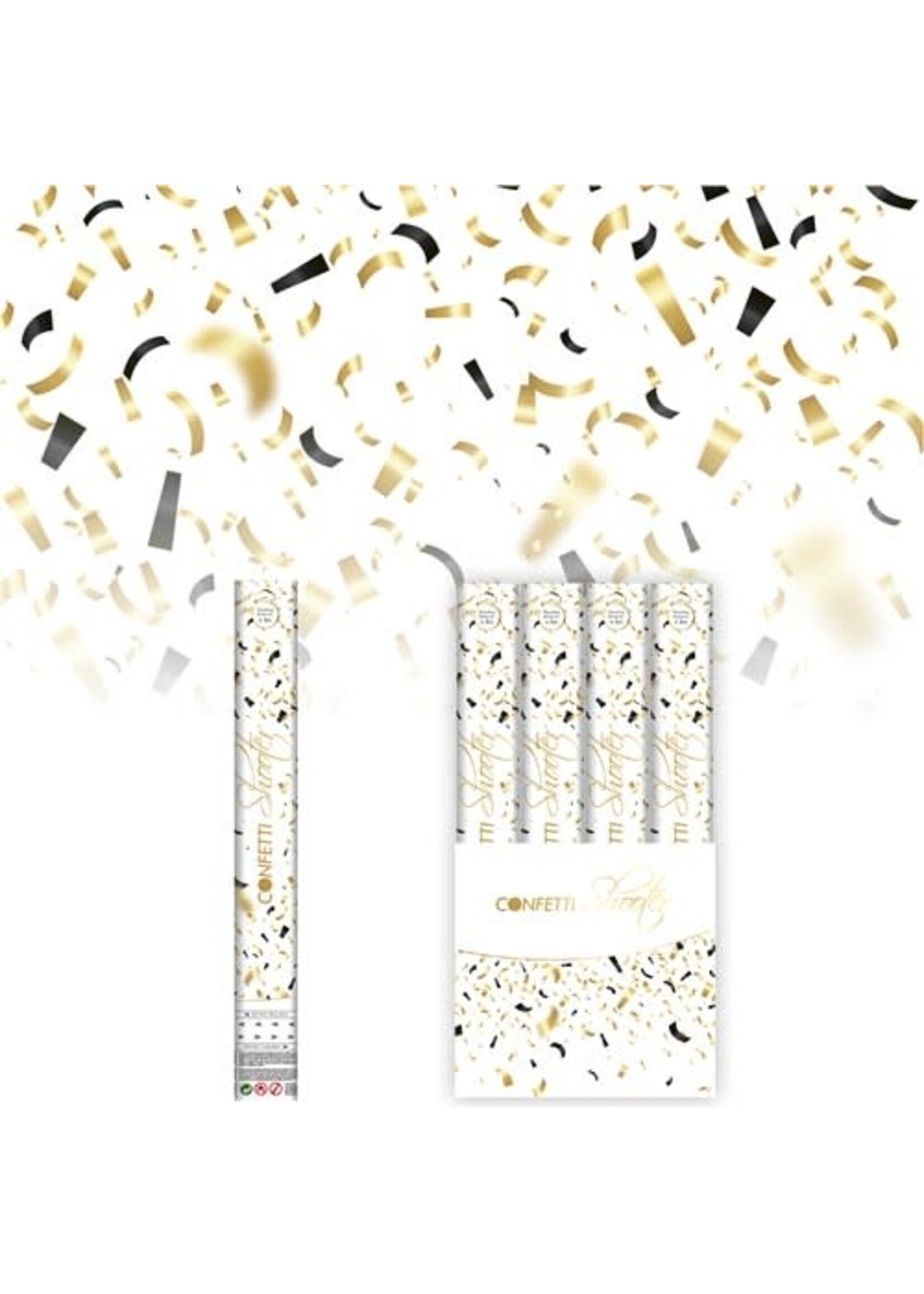 Haza-Witbaard Confetti shooter zwart/goud (40cm)