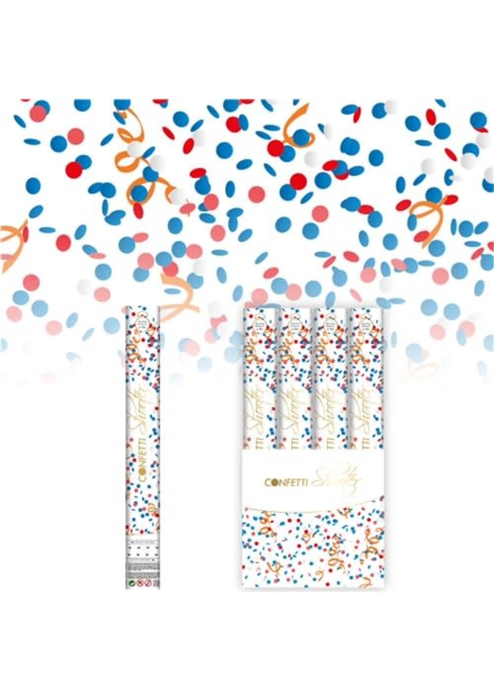 Haza-Witbaard Confetti shooter rood/wit/blauw/oranje (40cm)