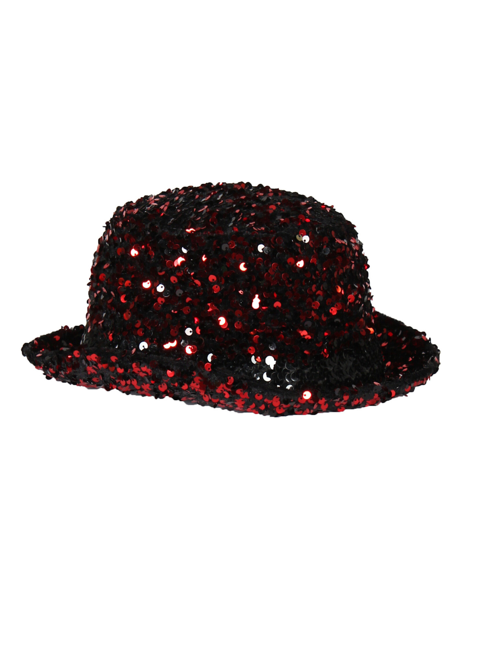 Thetru Luxe Bolhoed pailletten "Showtime" Rood-Zwart: