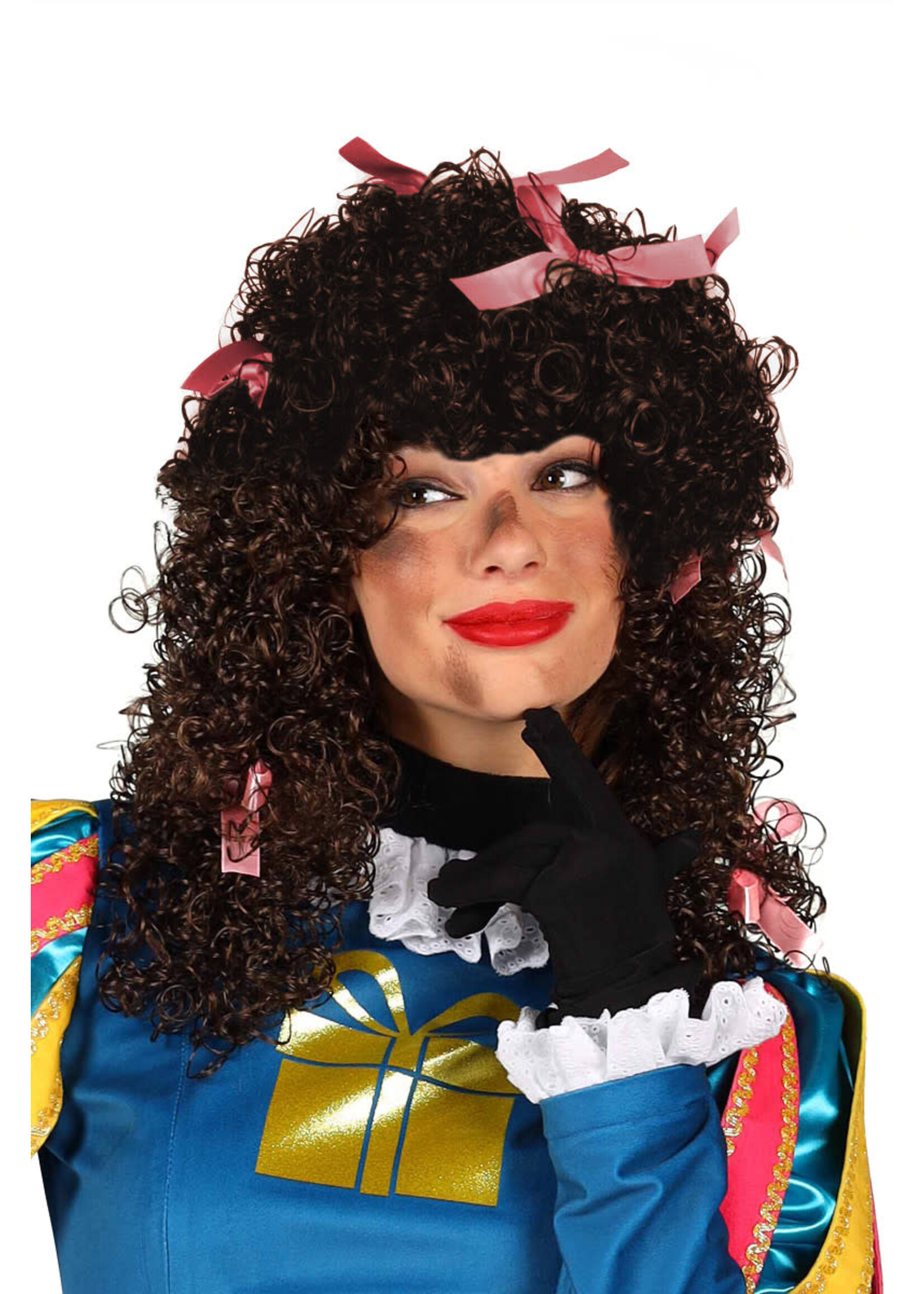 Thetru Pruik Pepita Bruin-Roze