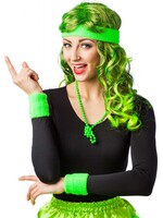 Feestkleding Breda Zweetbandjes set neon-groen