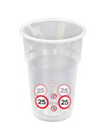 Feestkleding Breda Plastic Bekers - 25 Jaar Verkeersbord