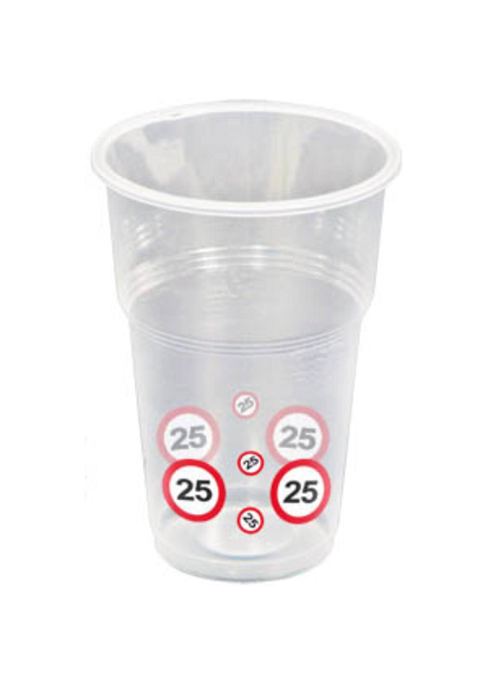 Feestkleding Breda Plastic Bekers - 25 Jaar Verkeersbord