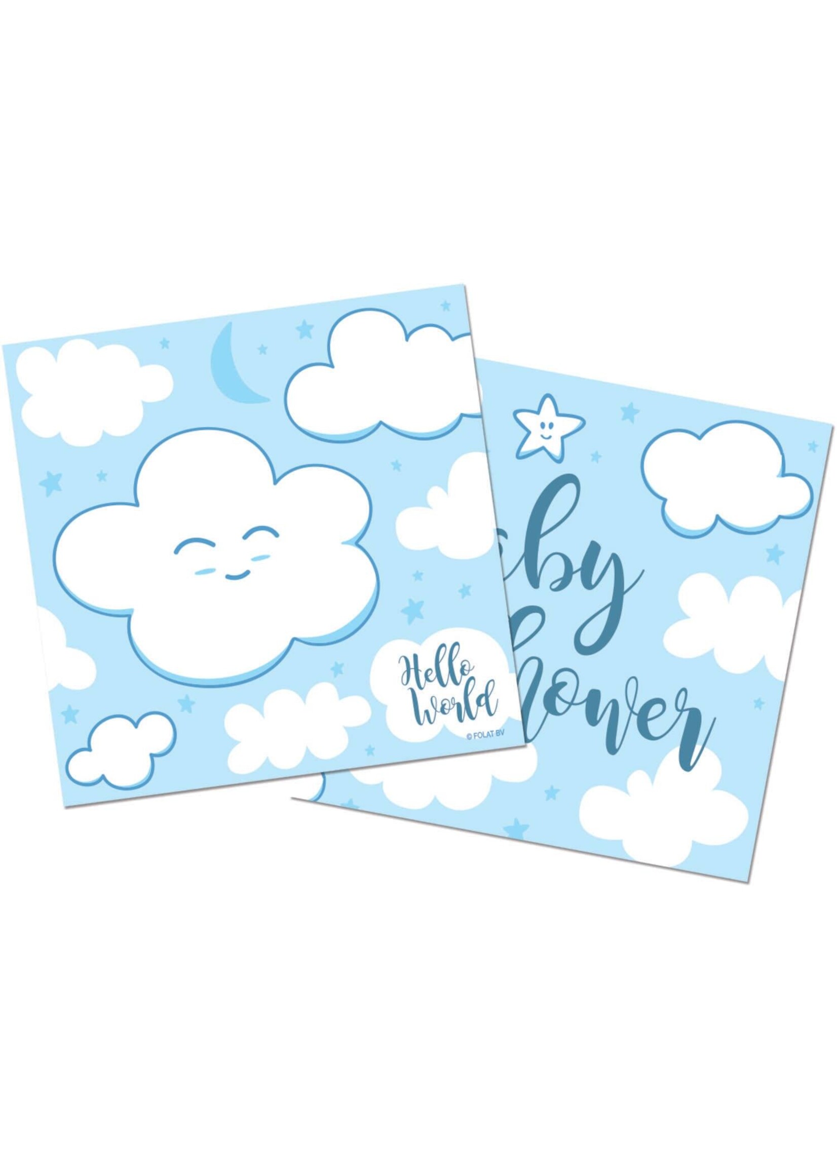 Feestkleding Breda Blauwe Babyshower Jongen Servetten 25x25cm