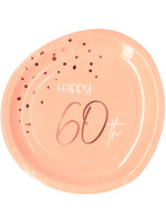 Feestkleding Breda Papieren Borden - Elegant Lush Blush 60 Jaar - 23 cm