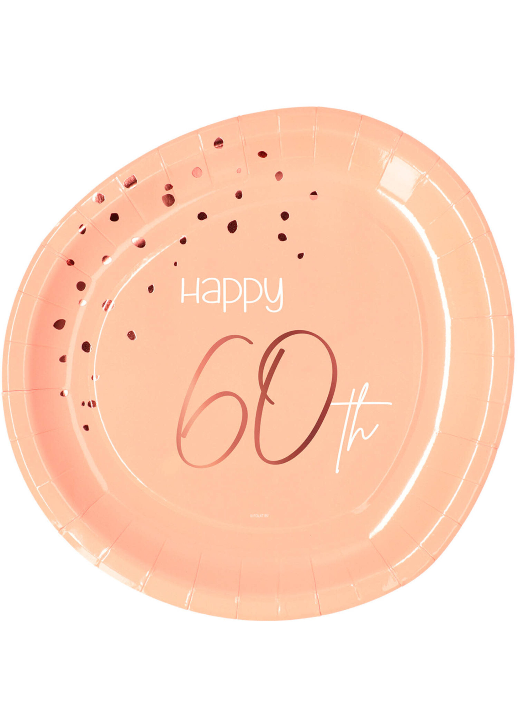 Feestkleding Breda Papieren Borden - Elegant Lush Blush 60 Jaar - 23 cm