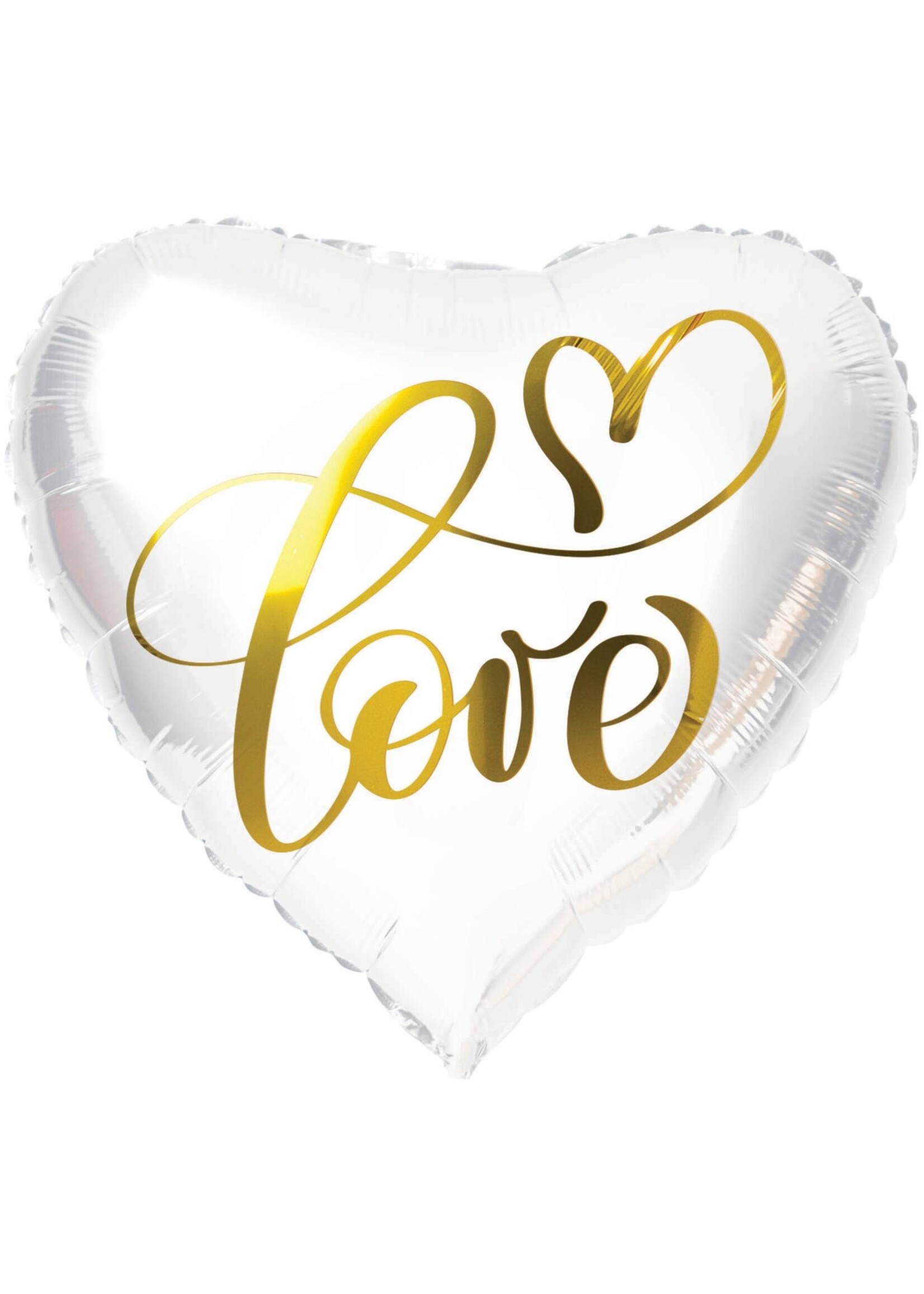 Feestkleding Breda Folieballon Hartvormig Wit 'Love' - 45 cm