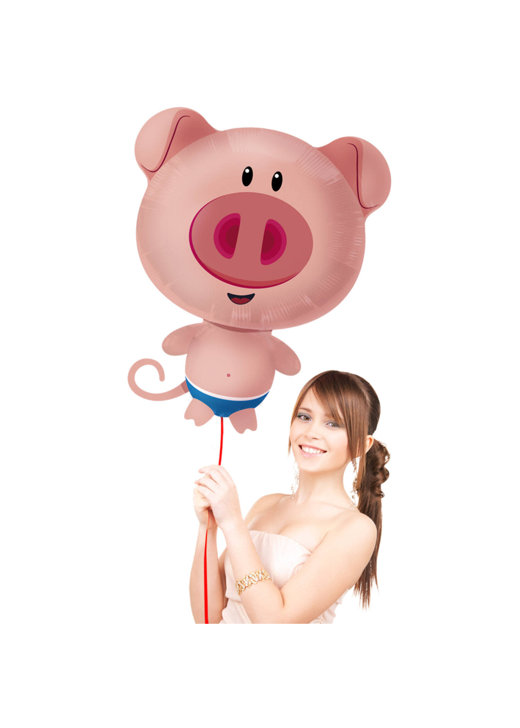 Feestkleding Breda Roze varken folieballon - 52 x 78cm