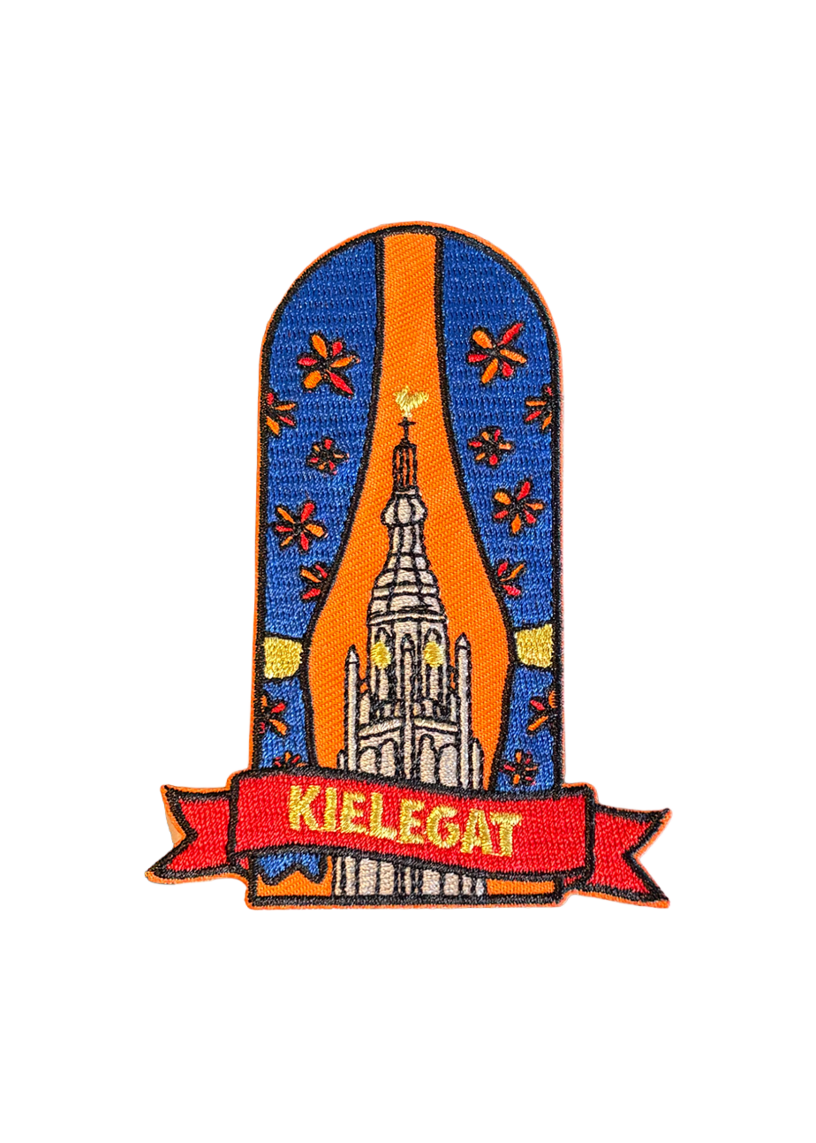 Feestkleding Breda Embleem grote kerk bloemetjesgordijn EMB-110