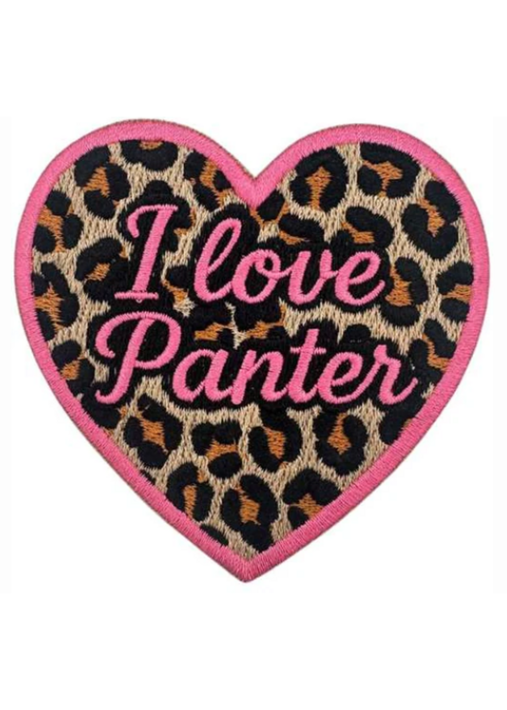 Feestkleding Breda Embleem I love panter hartje EMB-122
