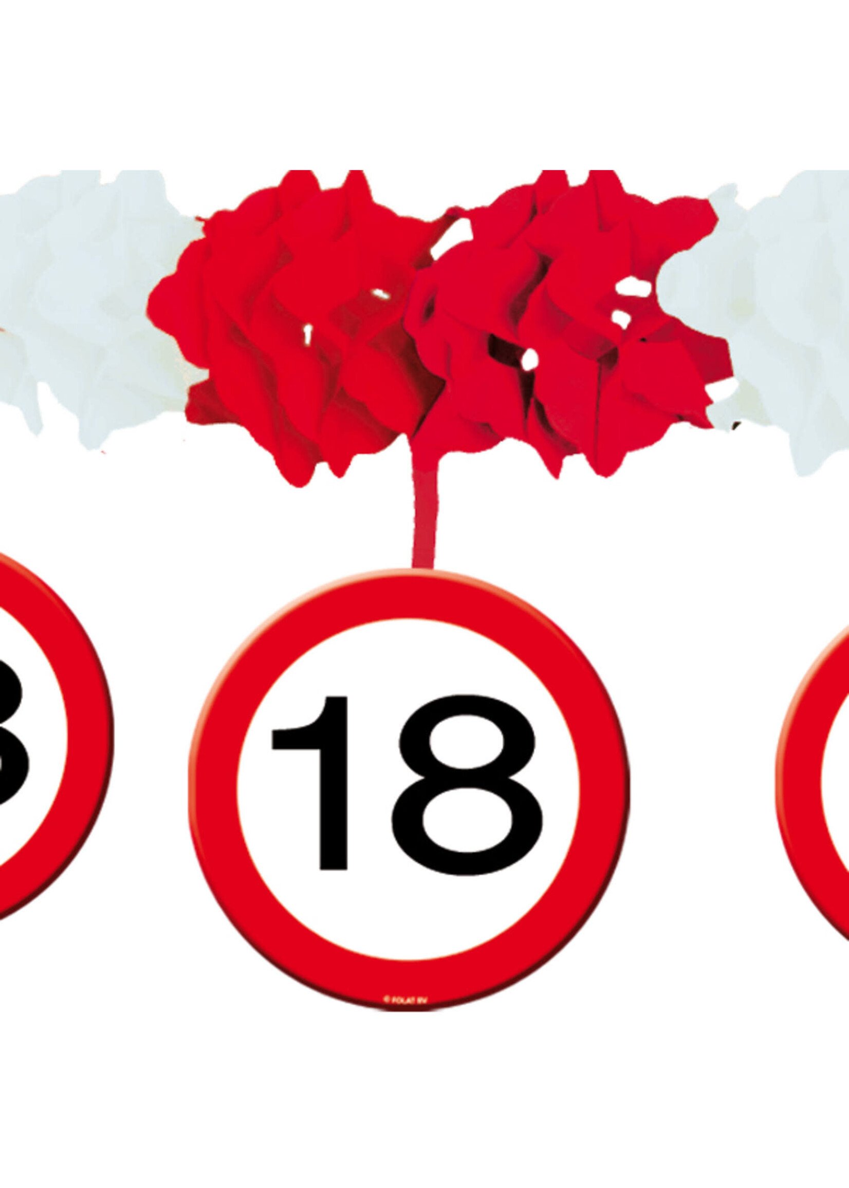 Feestkleding Breda Slinger verkeersbord met Onderhangers 18 jaar