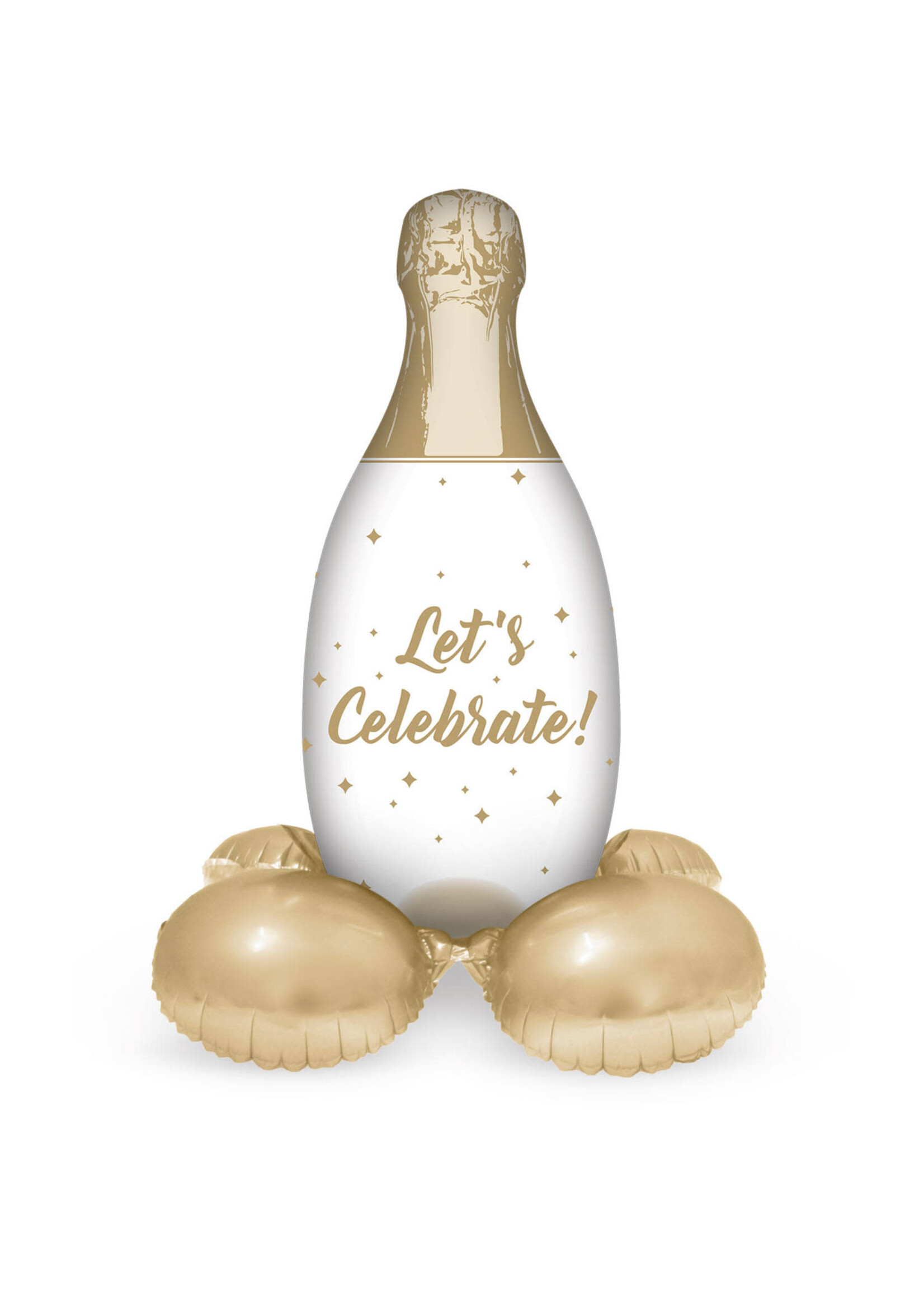 Feestkleding Breda Staande Folieballon Champagnefles Celebrate - 86 cm
