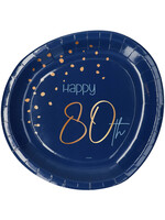 Feestkleding Breda Papieren Borden - Elegant True Blue 80 Jaar