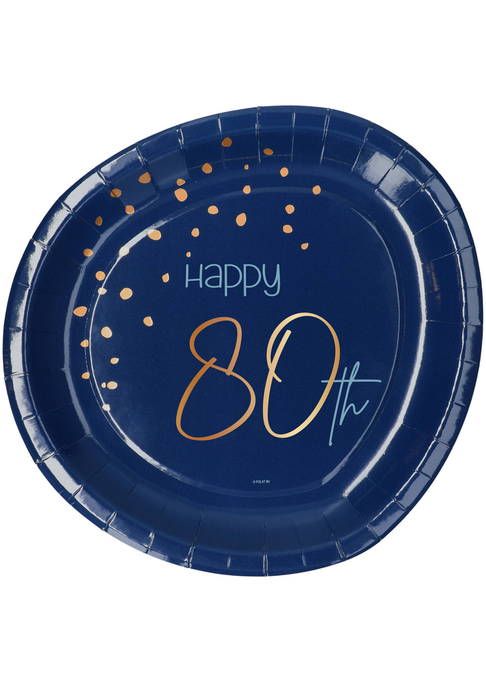 Feestkleding Breda Papieren Borden - Elegant True Blue 80 Jaar
