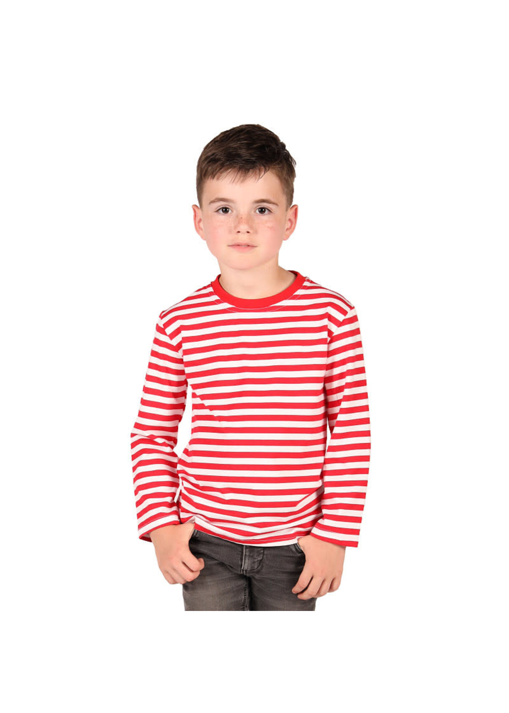 Feestkleding Breda Gestreept shirt lange mouw kind Rood