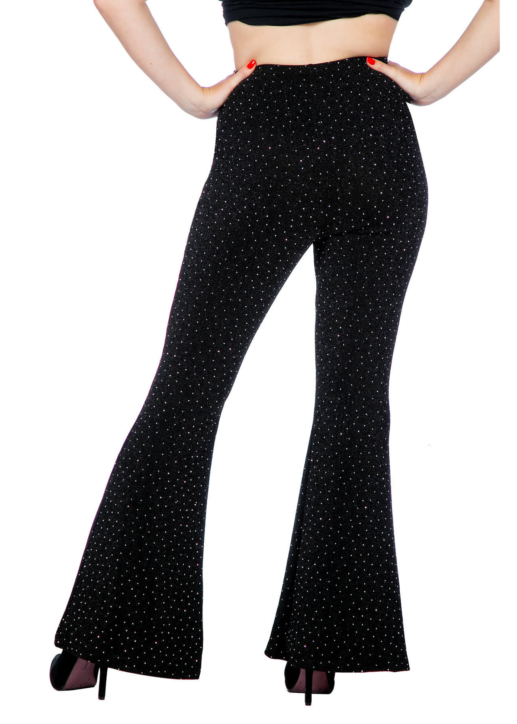 Thetru Party glitter broek flared zwart