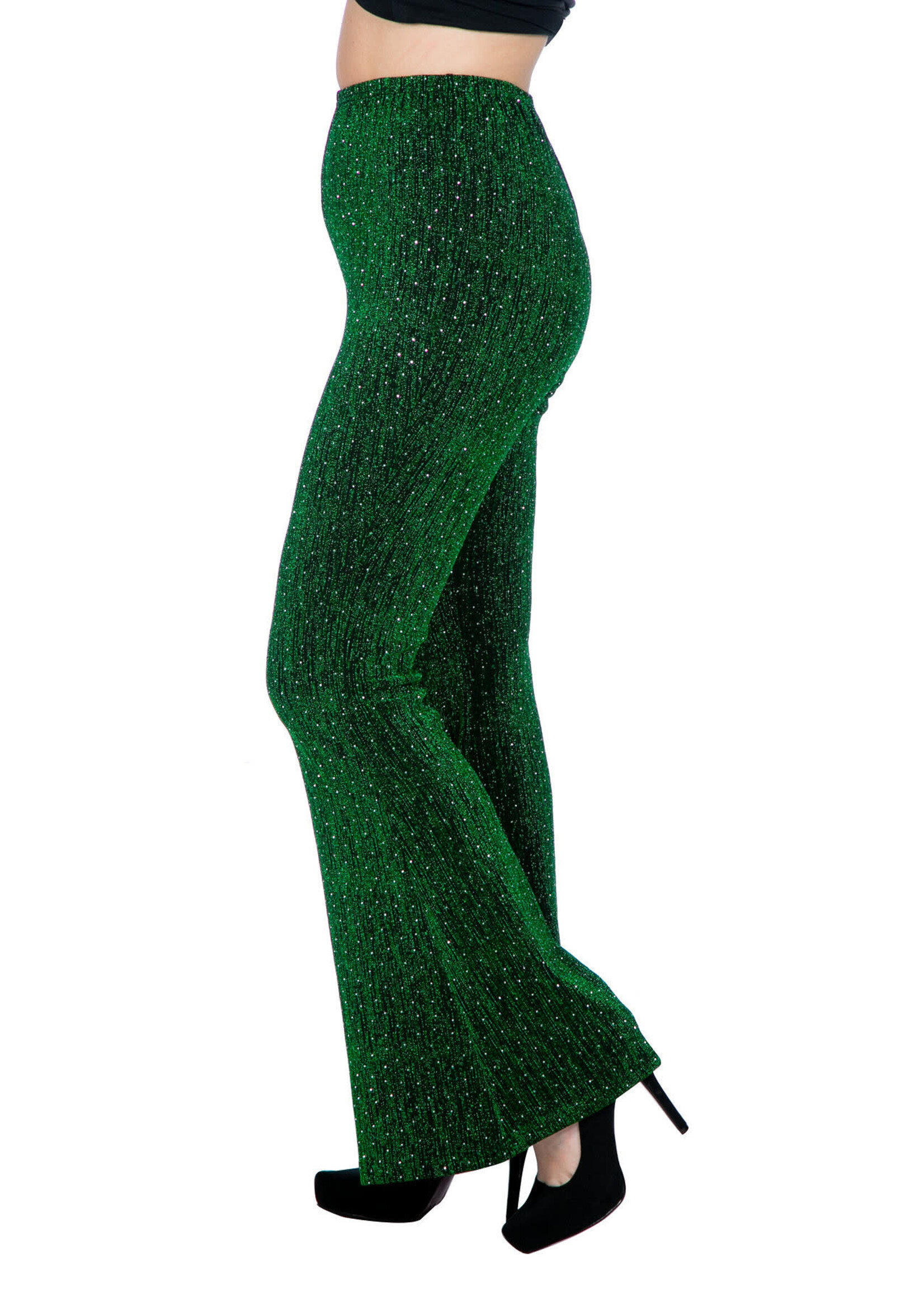 Thetru Party glitter broek flared groen