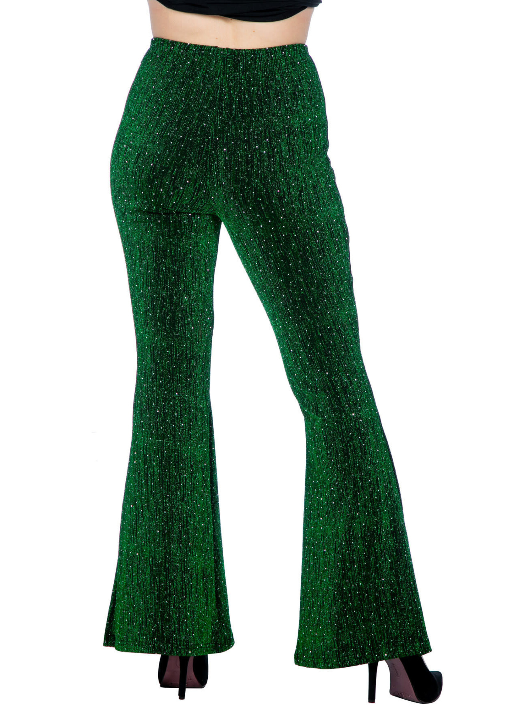 Thetru Party glitter broek flared groen