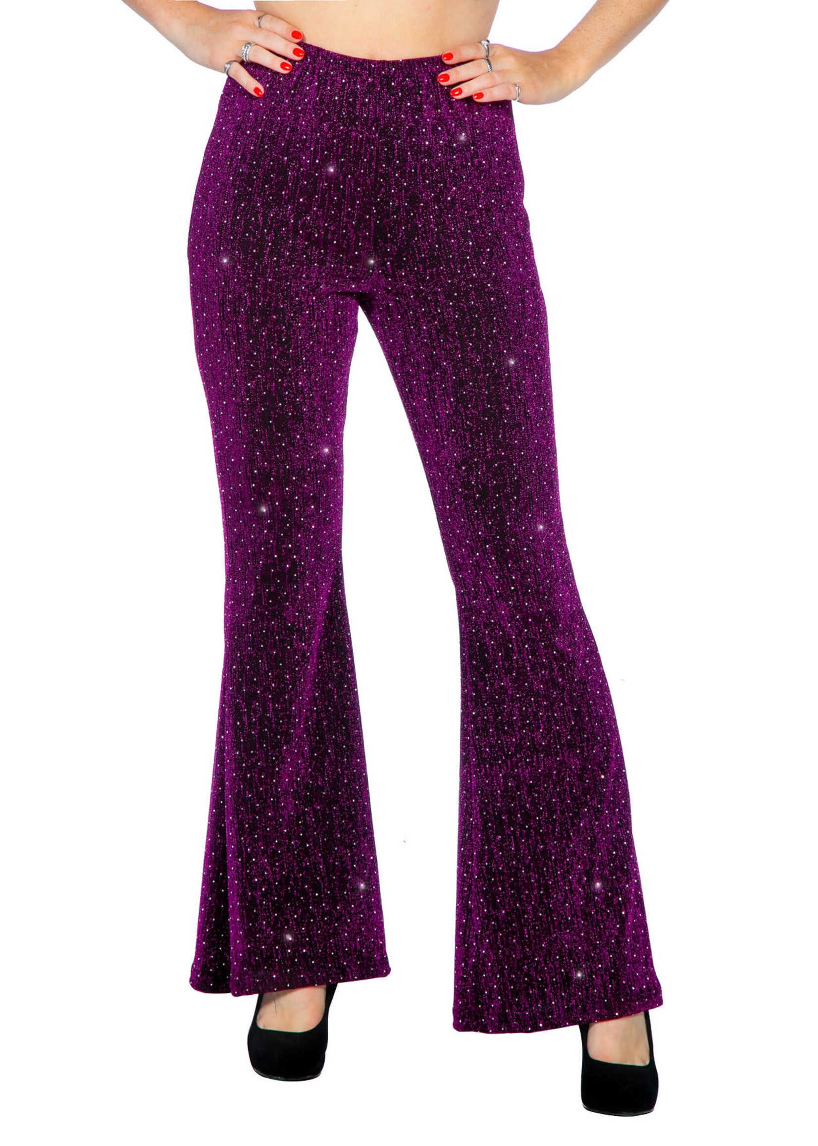 Thetru Party glitter broek flared paars