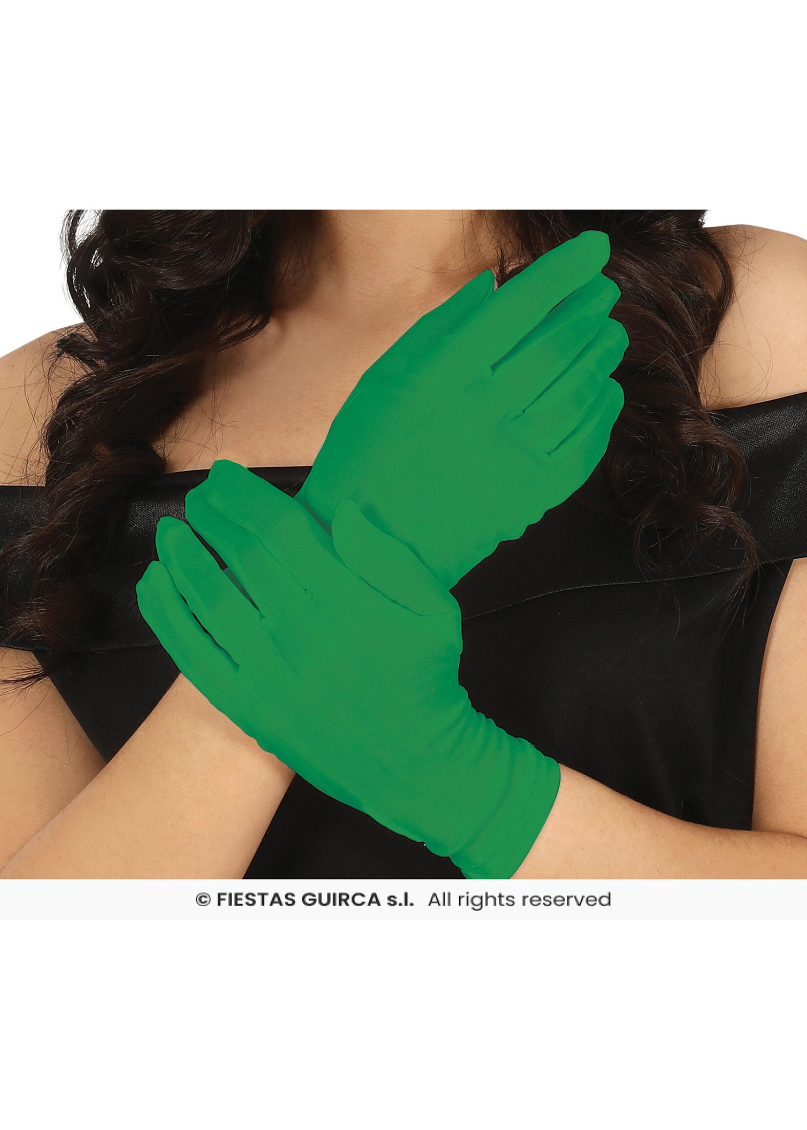 Fiestas Guirca Korte groene handschoenen - 20 cm