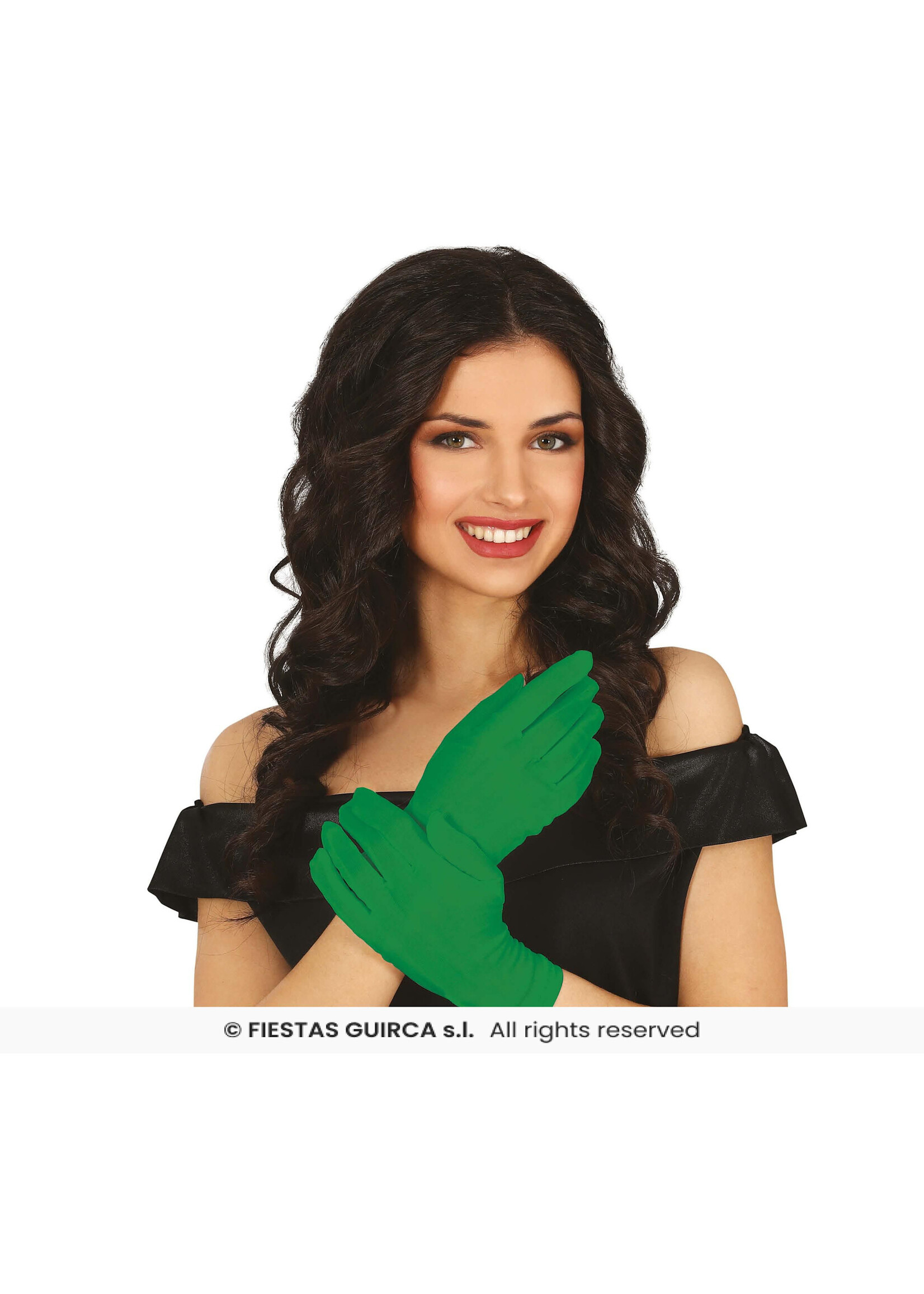 Fiestas Guirca Korte groene handschoenen - 20 cm
