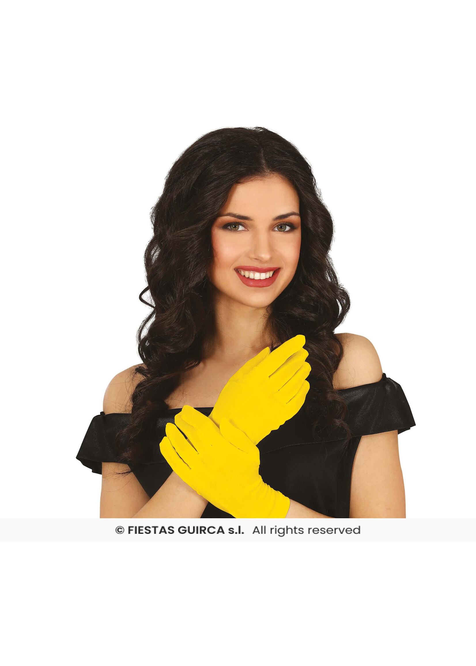 Fiestas Guirca Korte gele handschoenen - 20 cm