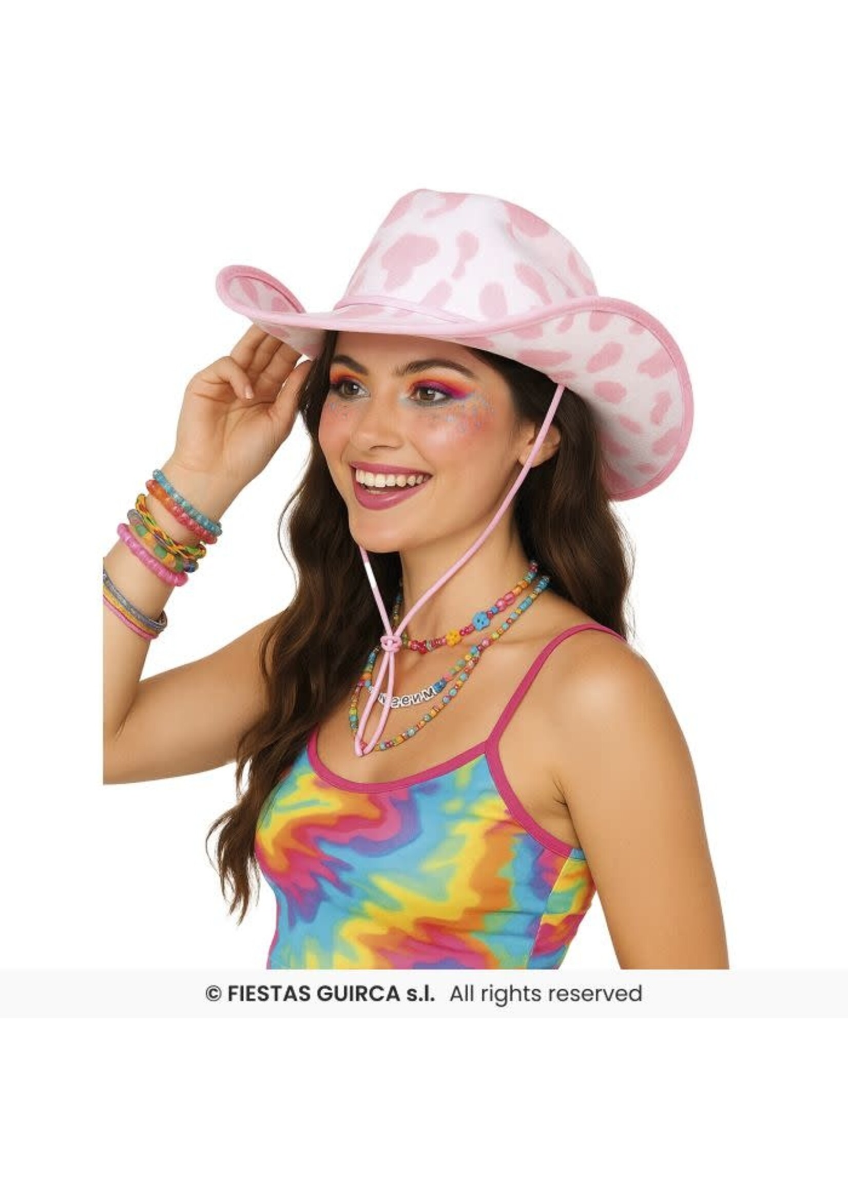 Fiestas Guirca Wit roze cowboyhoed