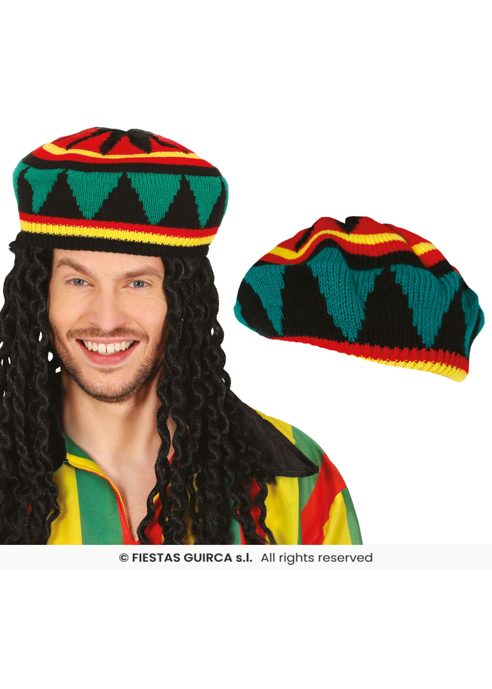 Fiestas Guirca Rasta Muts (zonder haar)