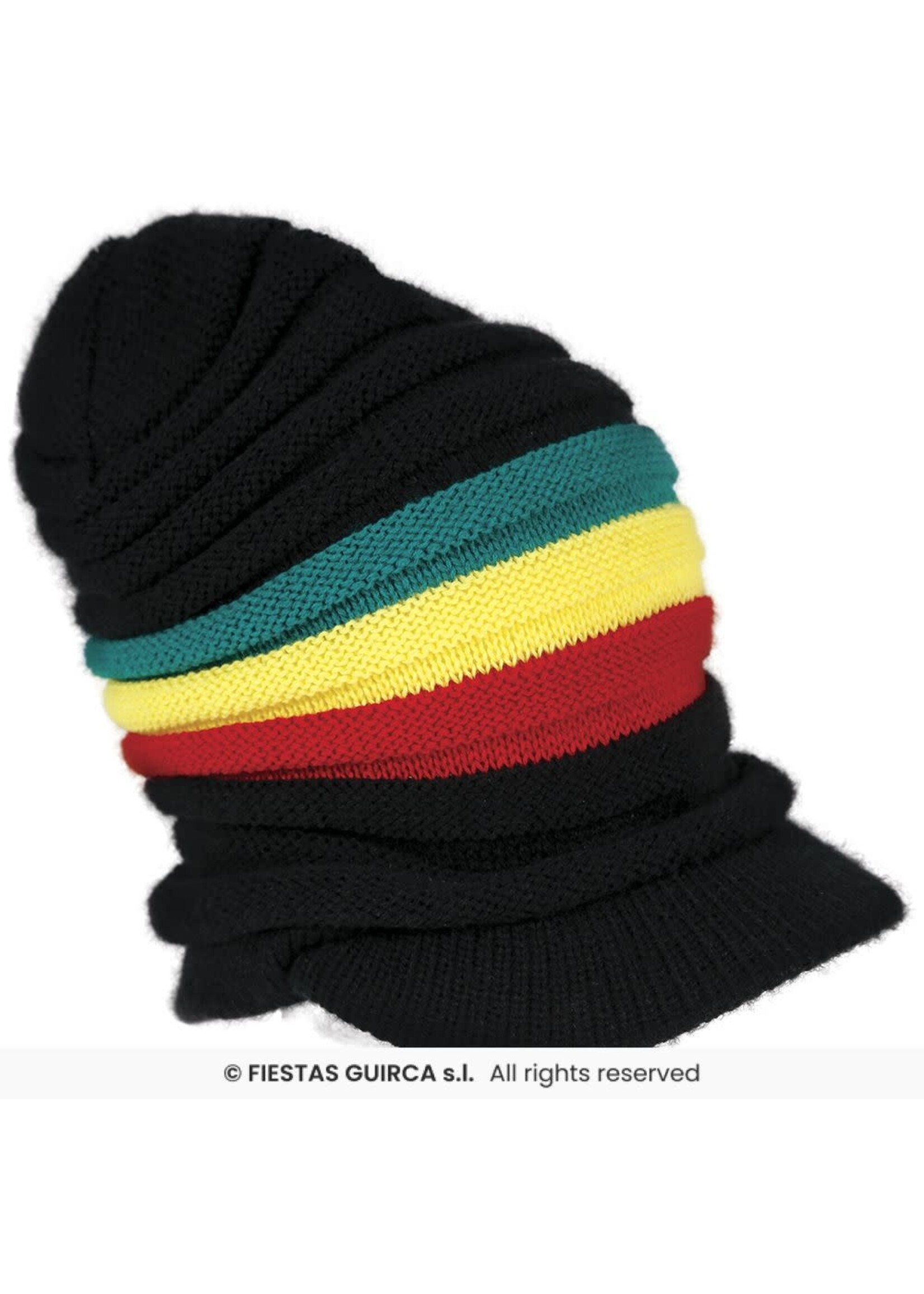 Fiestas Guirca Rasta Muts met klep (zonder haar)