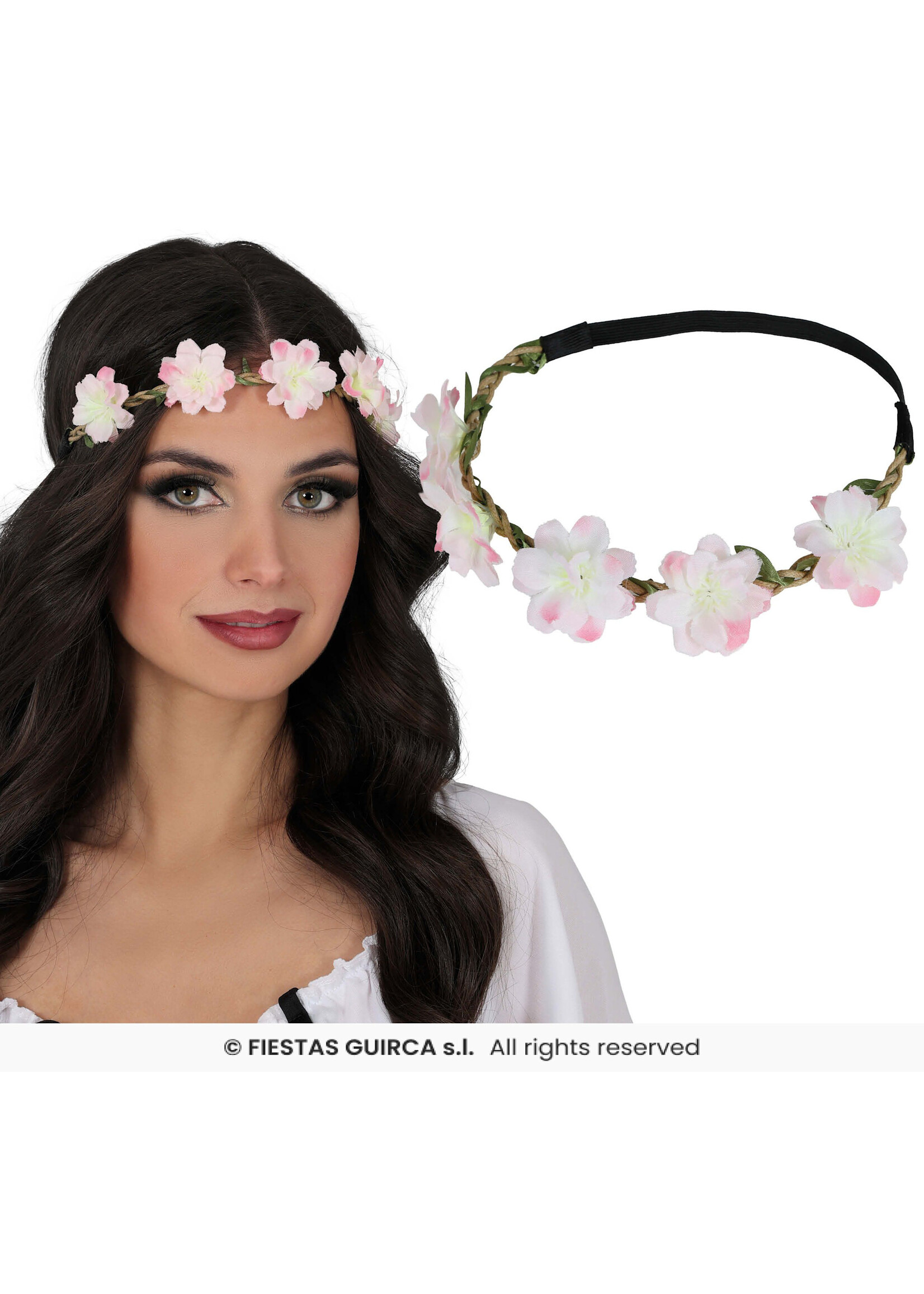 Fiestas Guirca Bloemenkrans Hippie roze