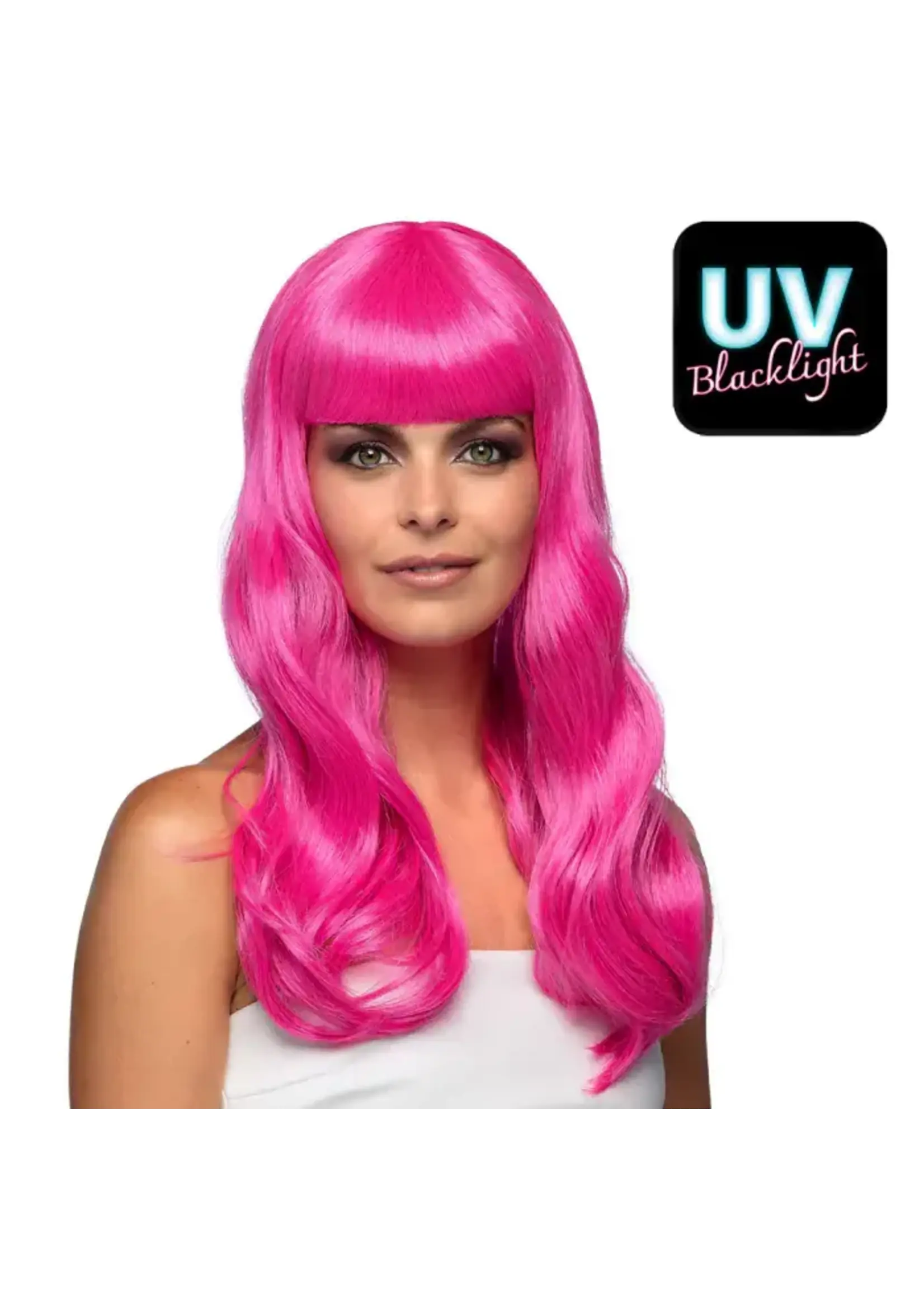 Feestkleding Breda Pruik Chique roze UV