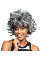 Feestkleding Breda Pruik Wild Wanda zwart/wit