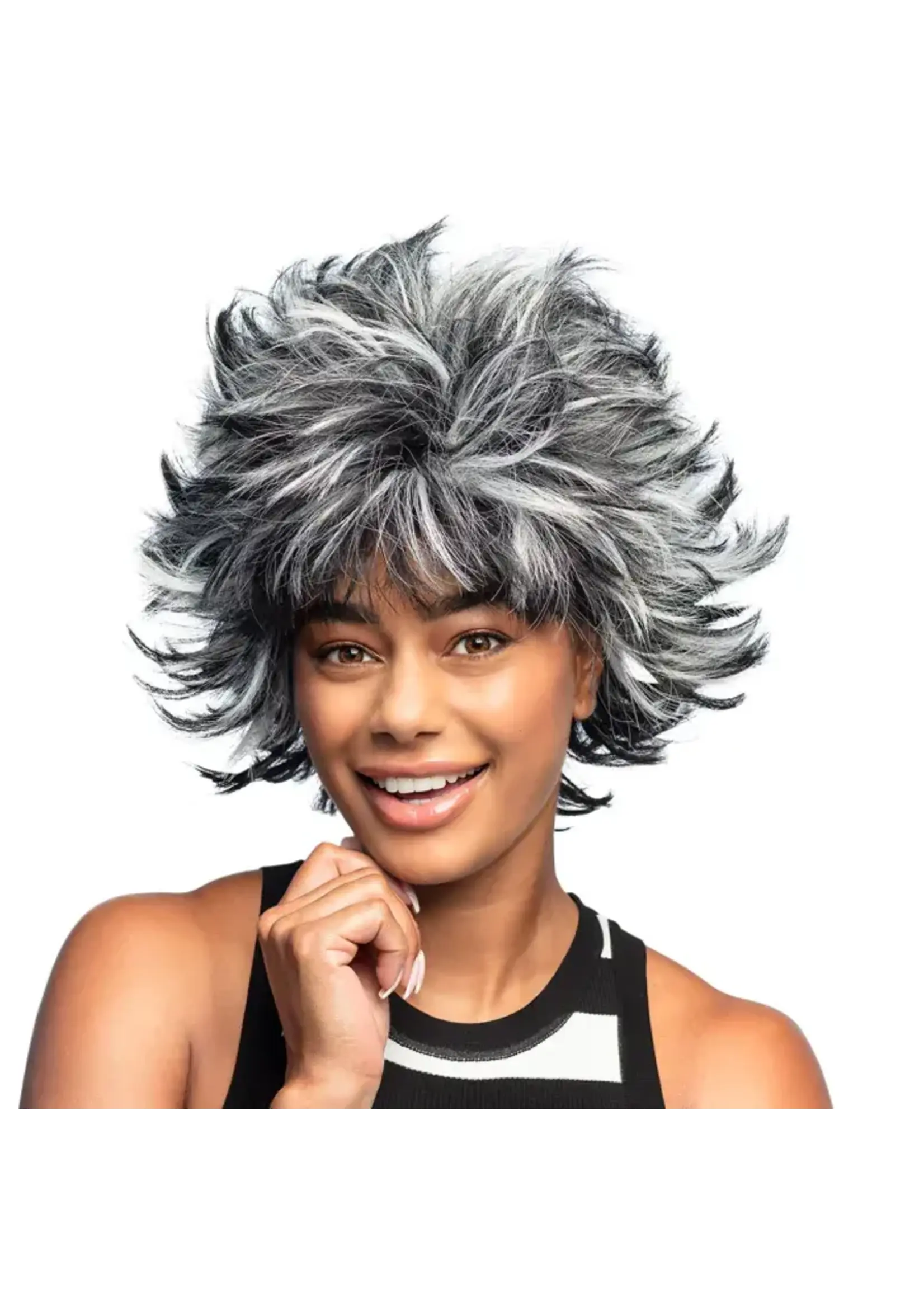 Feestkleding Breda Pruik Wild Wanda zwart/wit