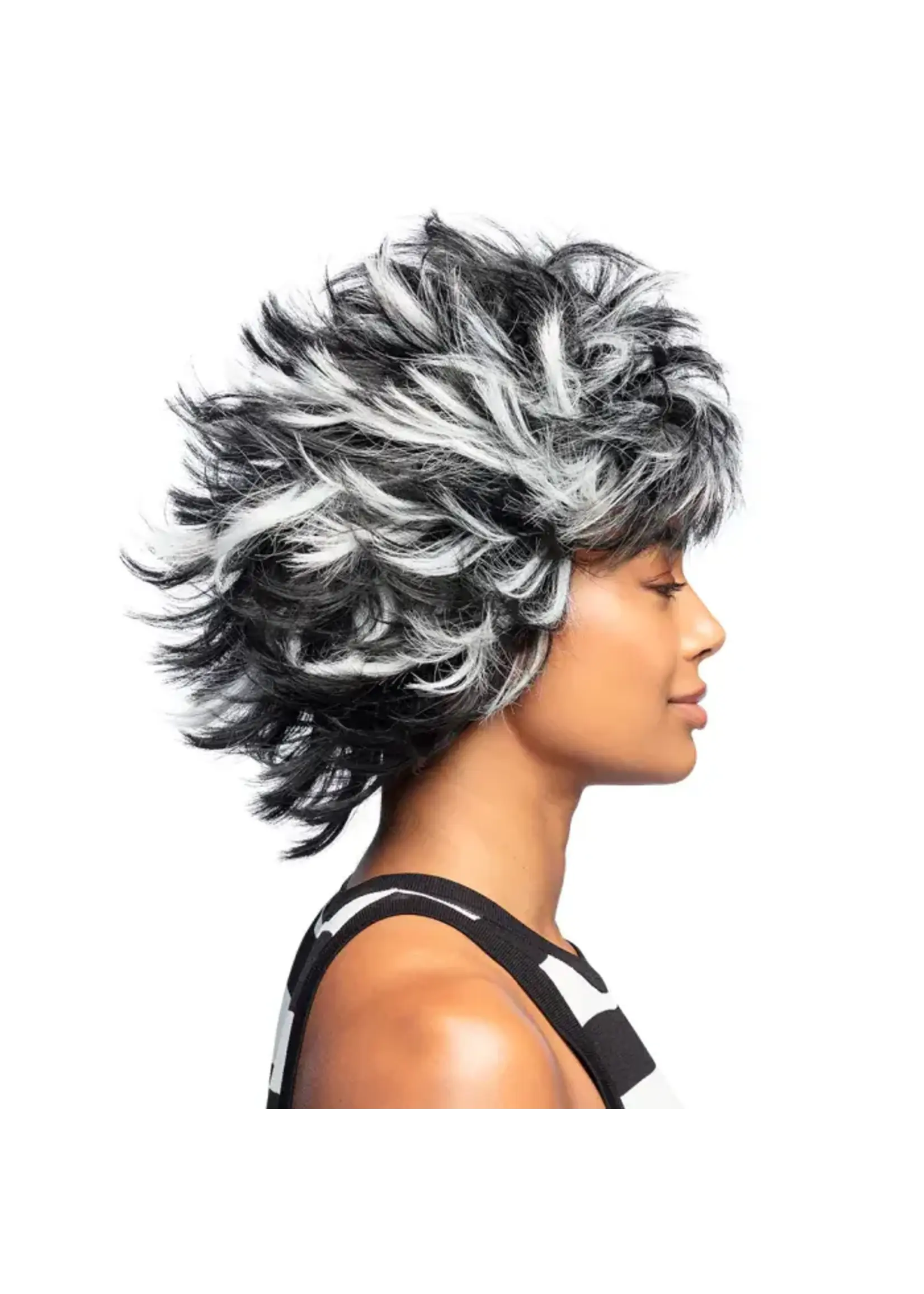 Feestkleding Breda Pruik Wild Wanda zwart/wit