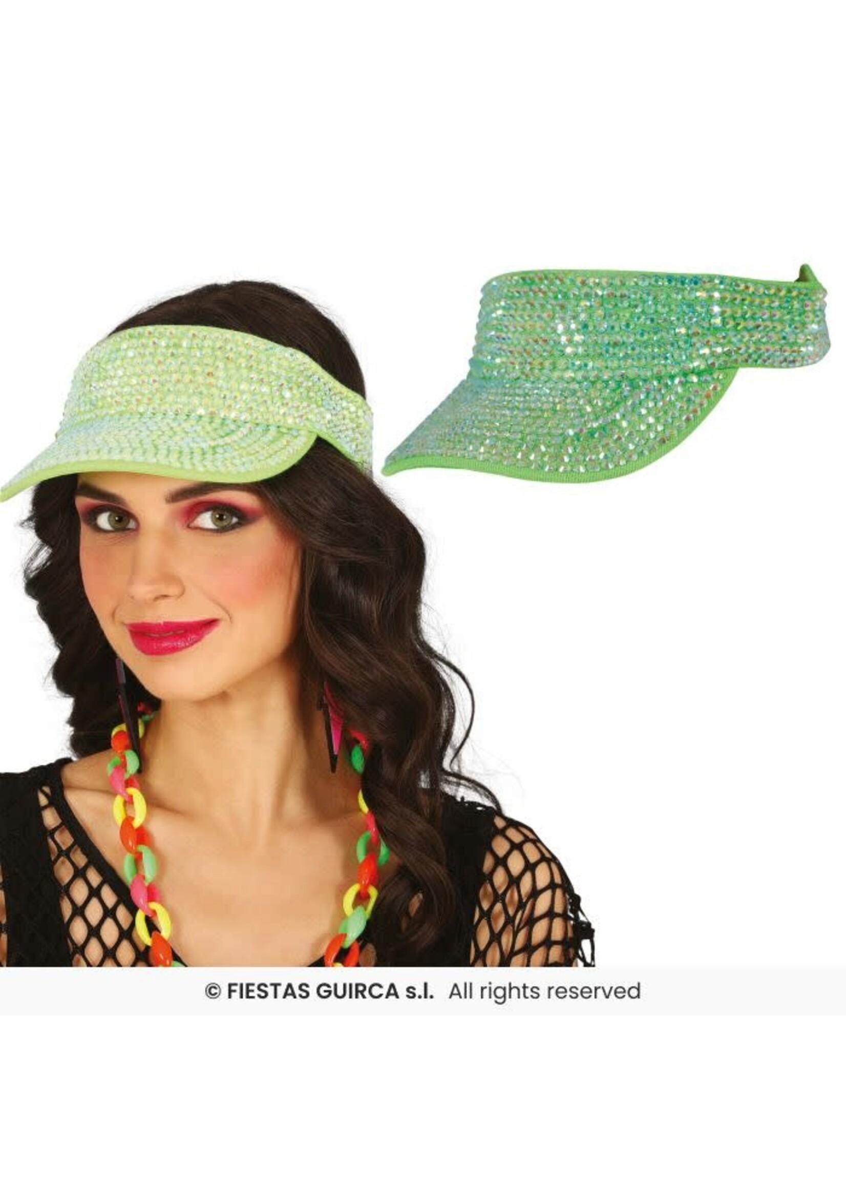 Fiestas Guirca Zonneklep met strass-steentjes Groen
