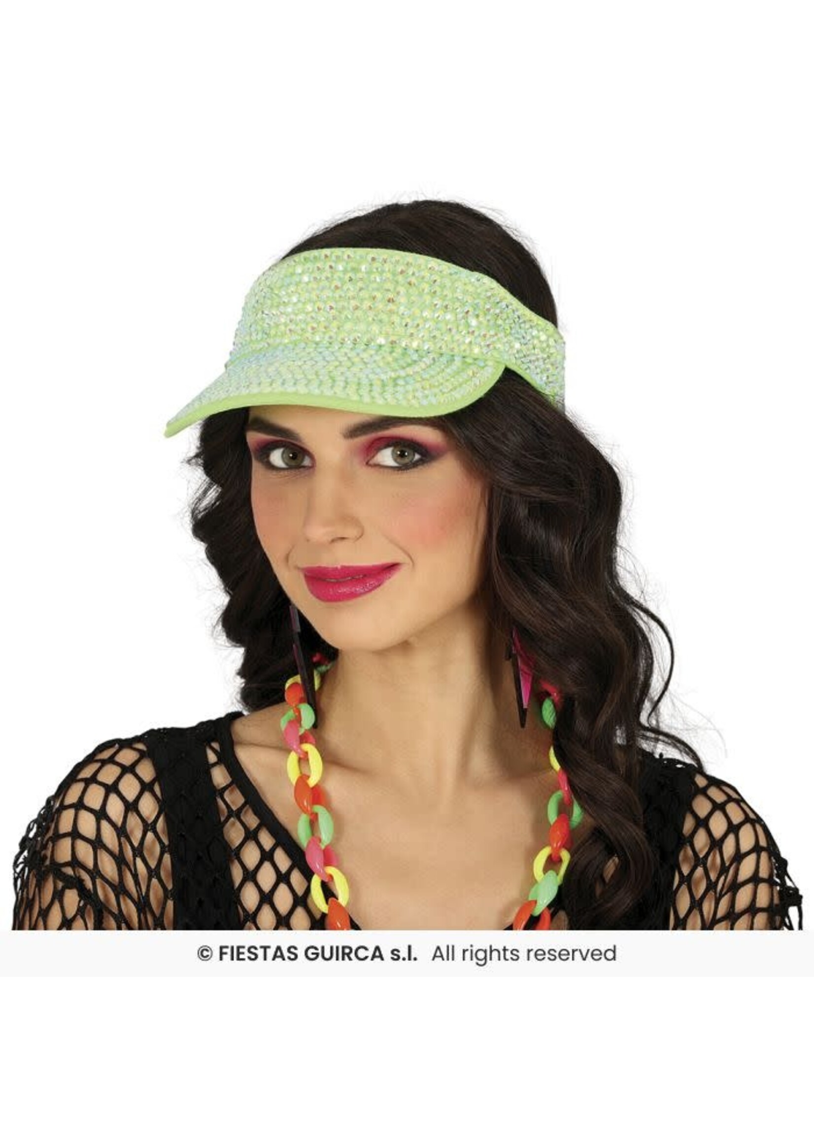 Fiestas Guirca Zonneklep met strass-steentjes Groen