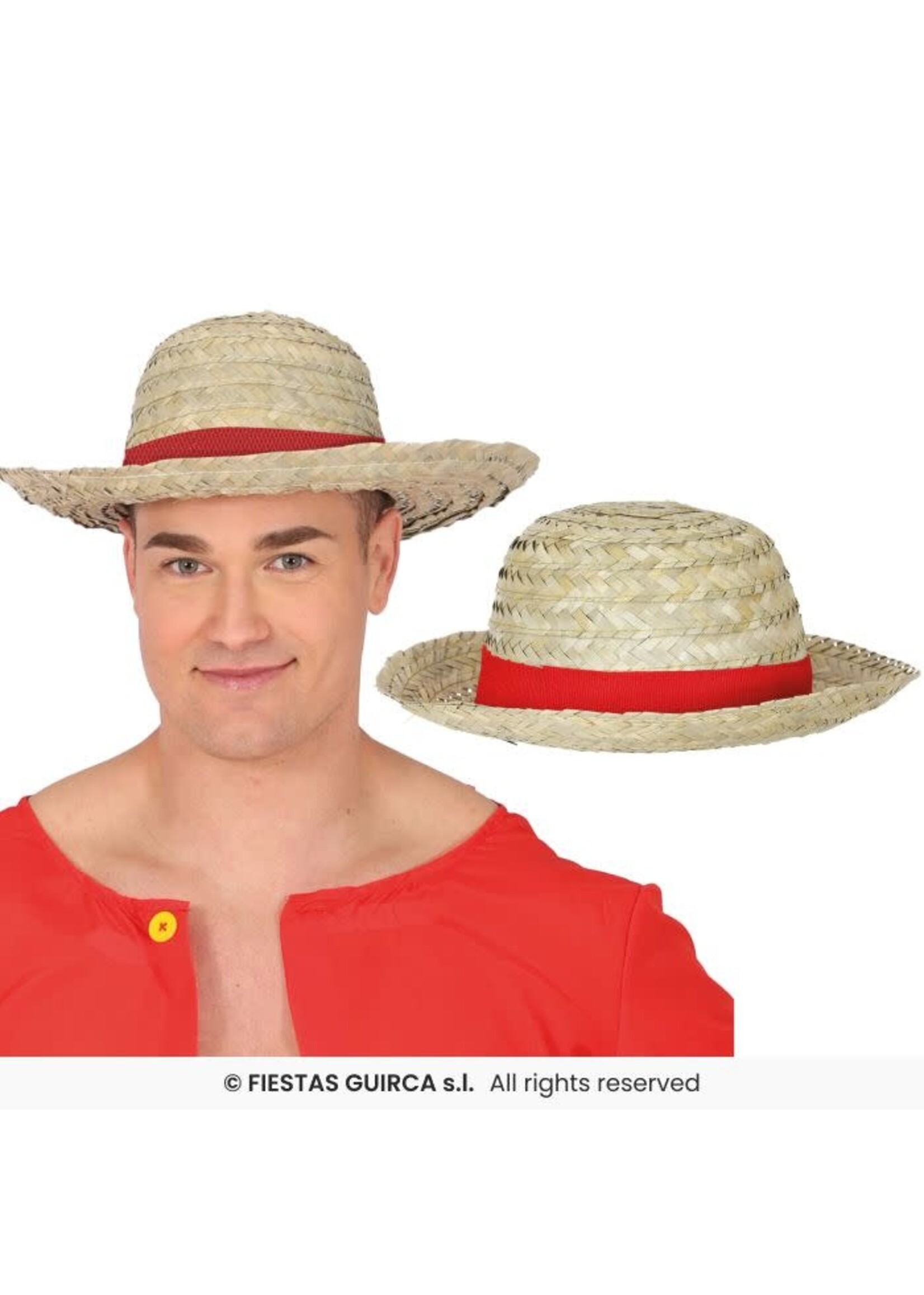 Fiestas Guirca Strohoed met rode strik