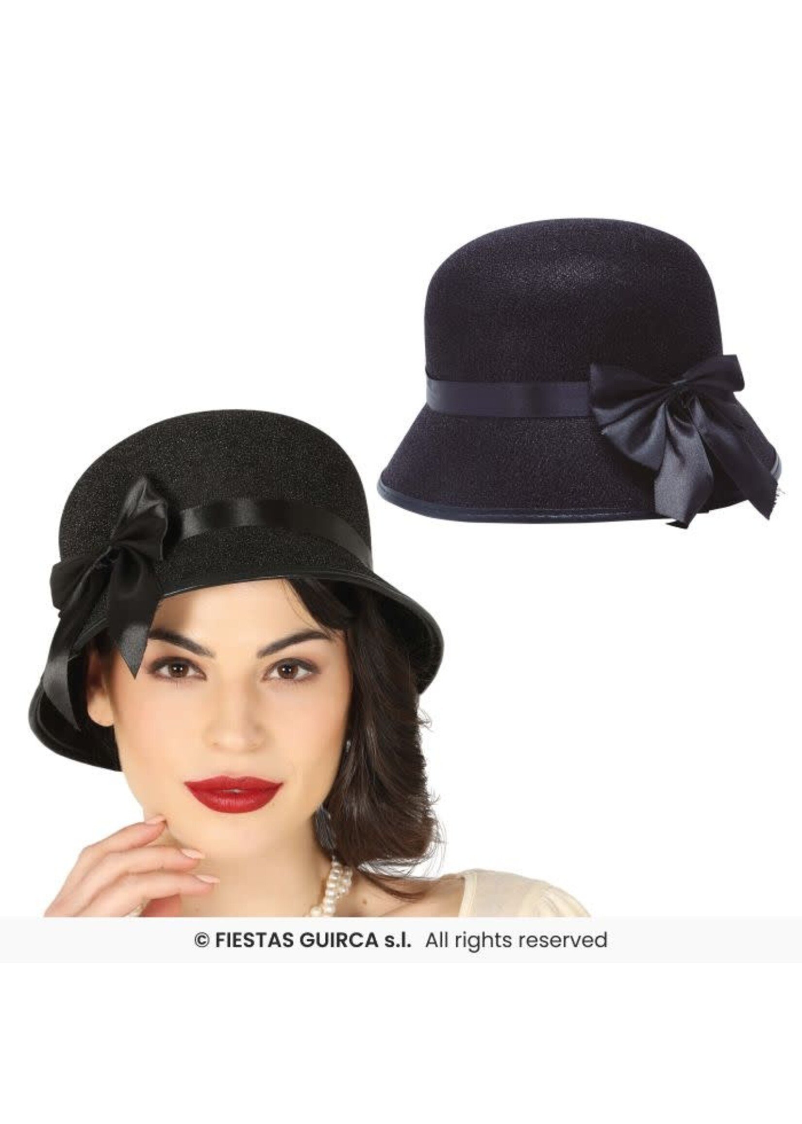 Fiestas Guirca Zwarte dameshoed uit de jaren 20
